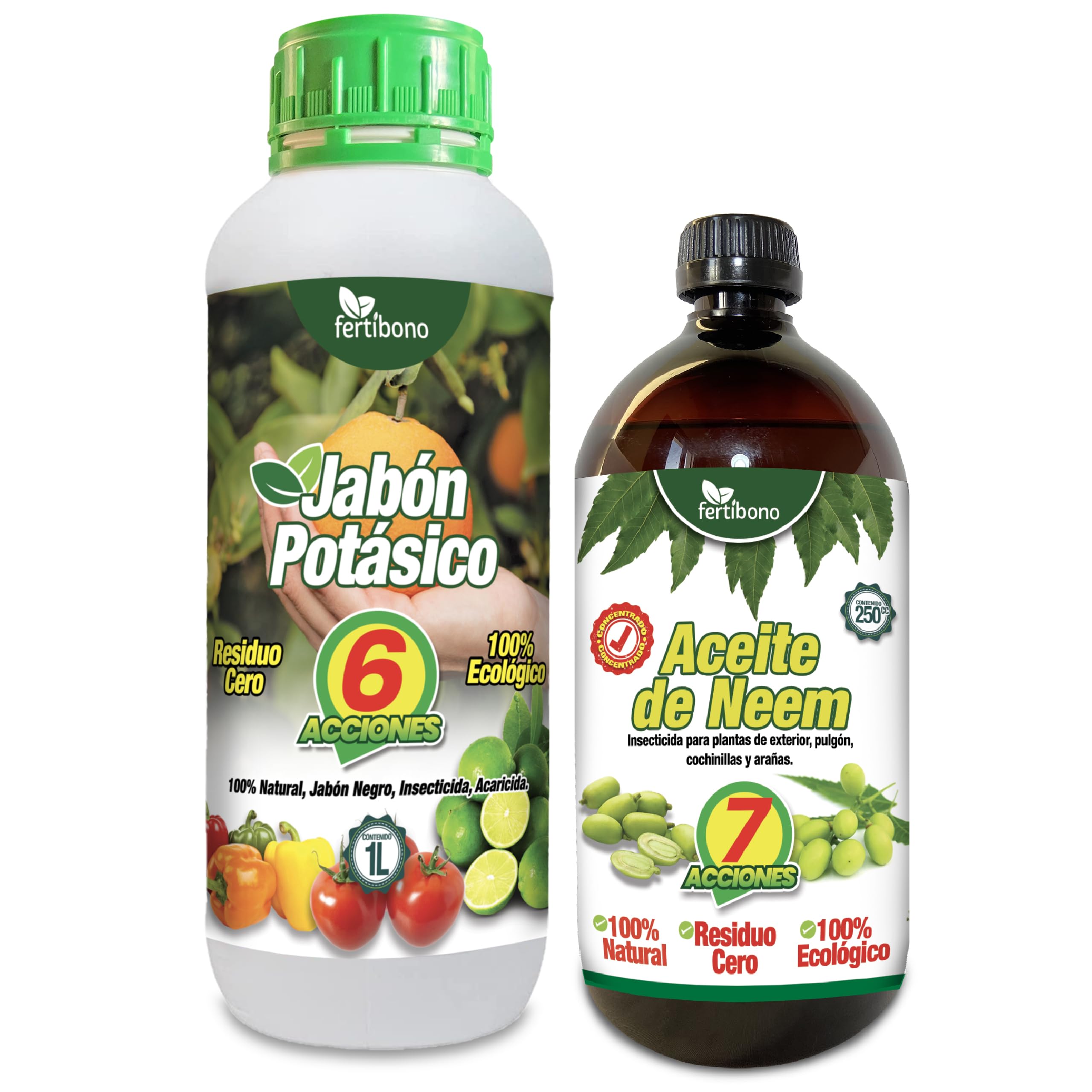 Fertibono Jabón Potásico con Aceite de Neem (Neem Oil) – Concentrado Natural 1L + 250ml para Cuidado Ecológico de Plantas – Neem Oil for Plants.