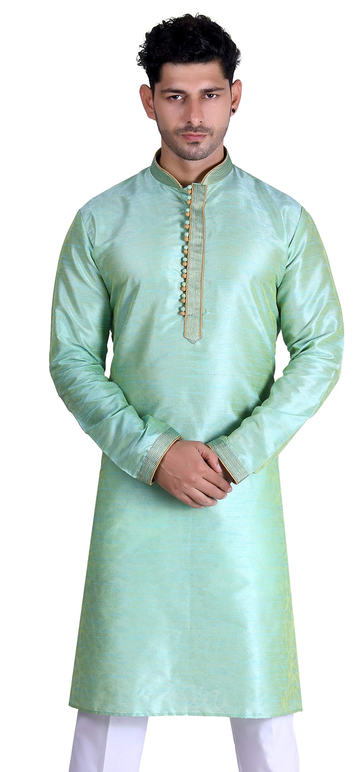 MadinatMen's Embroidered Stitched Cotton Silk Kurta