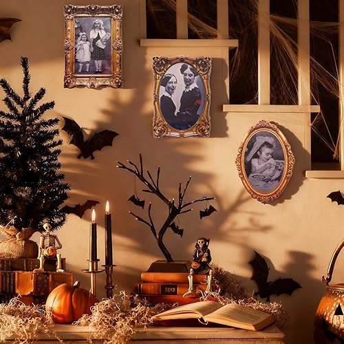 Miniatura 5 de Decoraciones de Halloween para interiores, 5 piezas de decoraciones aterradoras con cara cambiante 3D, decoración de pared de casa encantada,