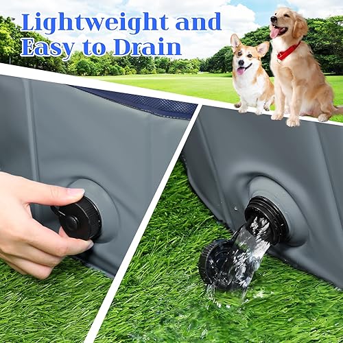 Miniatura 7 de Eooqi Piscina plegable para perros, piscina de plástico para niños, bañera portátil para mascotas, niños, bebés y niños pequeños, 63 x 12 pulgadas,