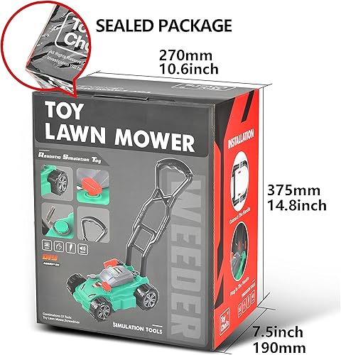 Miniatura 9 de Toy Choi's - Cortacésped de juguete para niños  Toy Choi's Pretend Play Series Kids Outdoor Green Push Lawn Toy Toy para niños de 4 a 7 años, juego