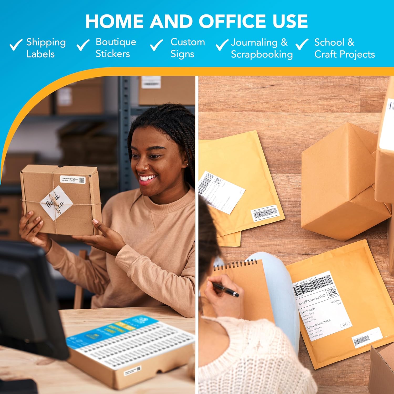 Shop4Mailers 80-Up White Permanent Self Adhesive Shipping Labels ½” x 1 ¾" Easy Peel Stickers for Laser & Inkjet Printers ~ 100 Sheets, 8000 Labels - Image 4