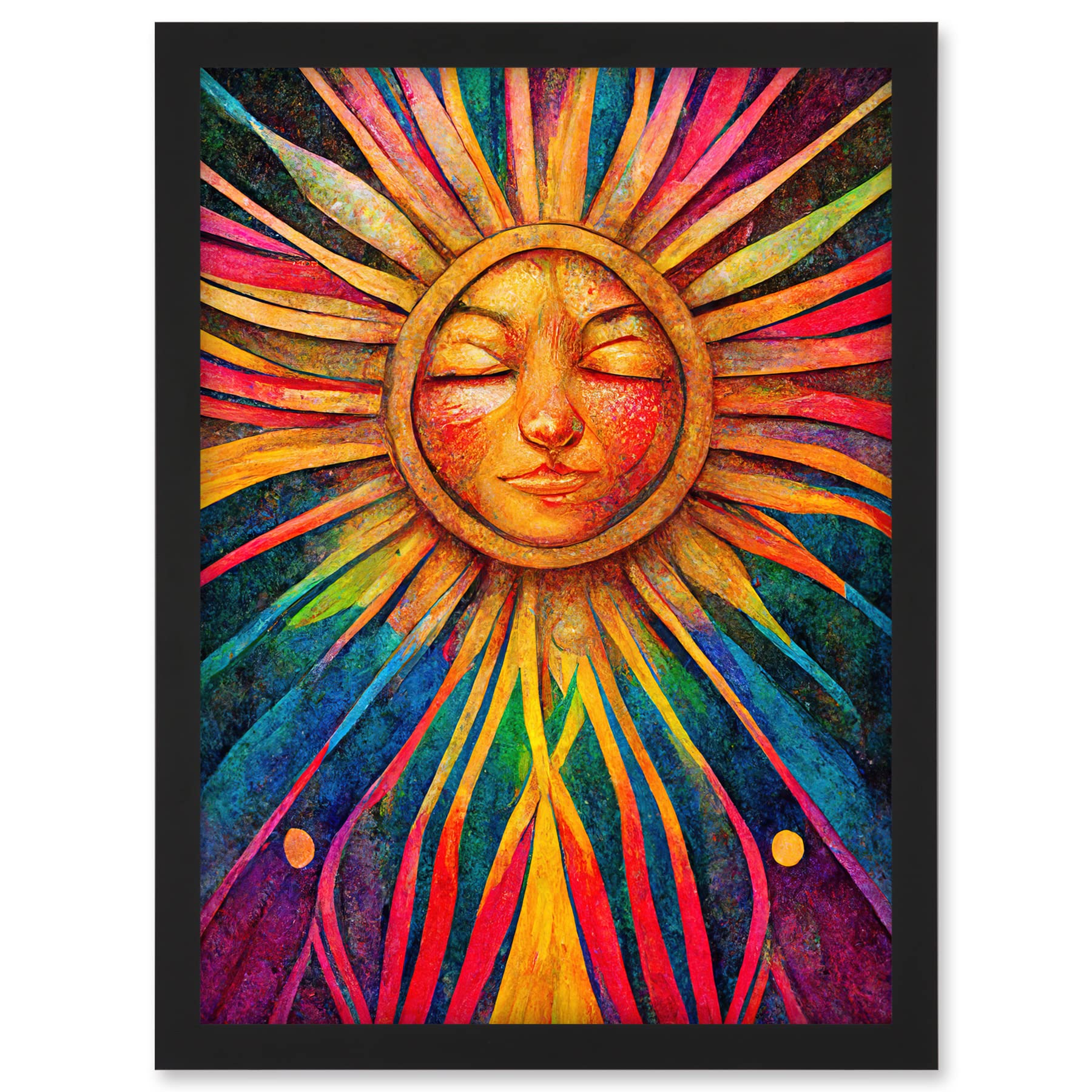 Doppelganger33 LTD Multicoloured Sun Rainbow Spiritual Artwork Framed A3 Wall Art Print