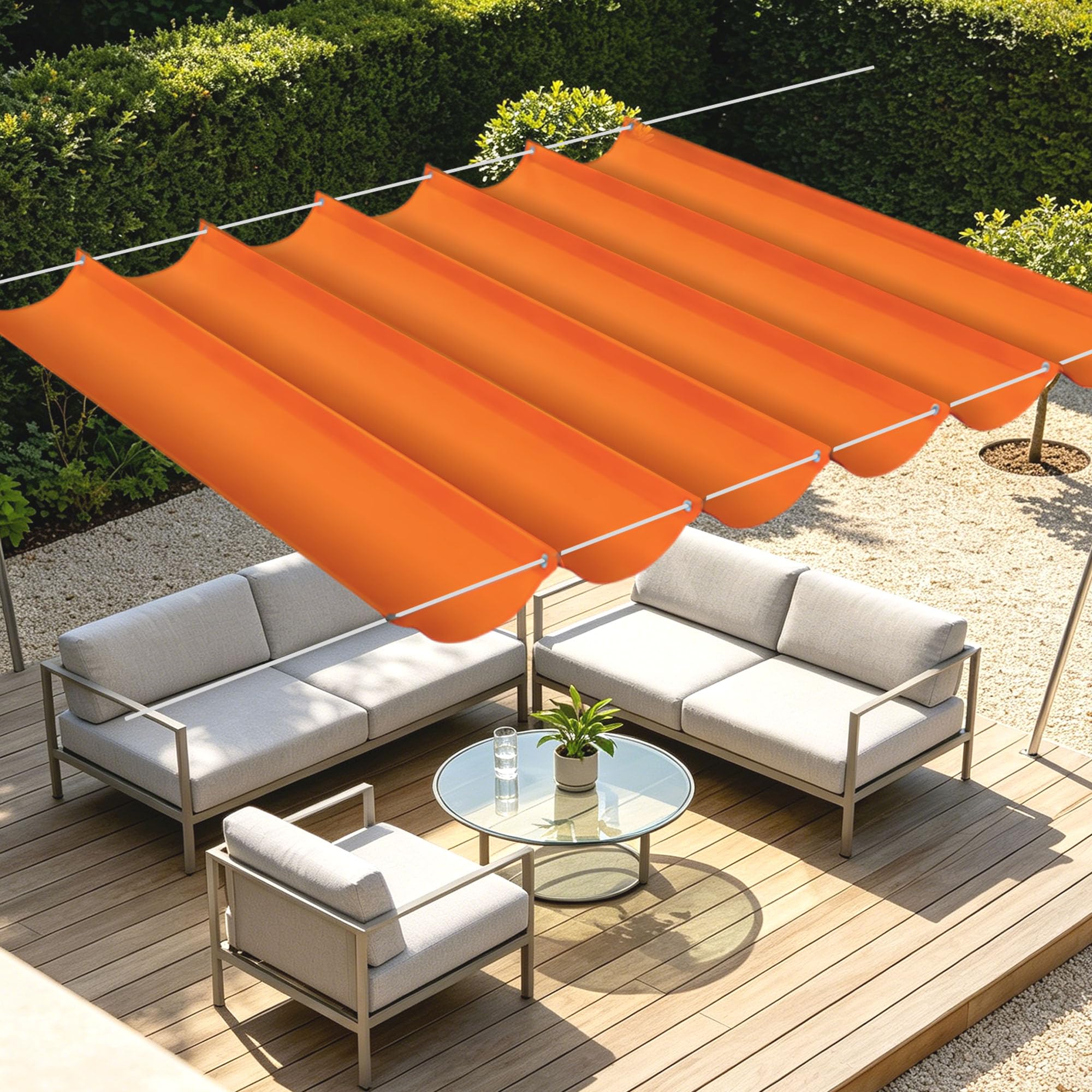 Toile ombrage imperméable pour terrasse et patio chaleureux orange et sable