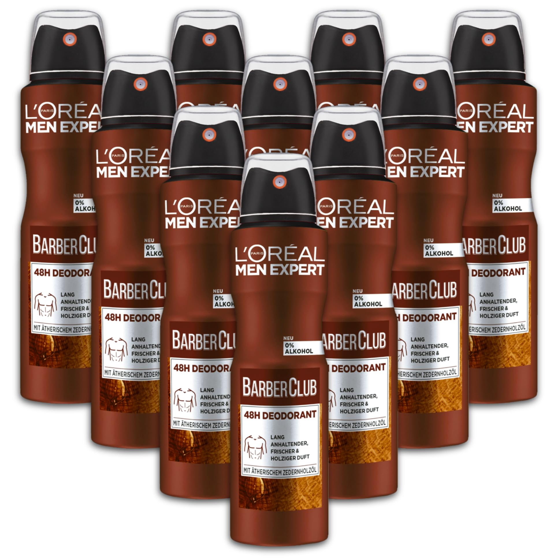 10 er Pack MEN EXPERT Deospray Barber Club Deodorant Deo 10 x 150 ml