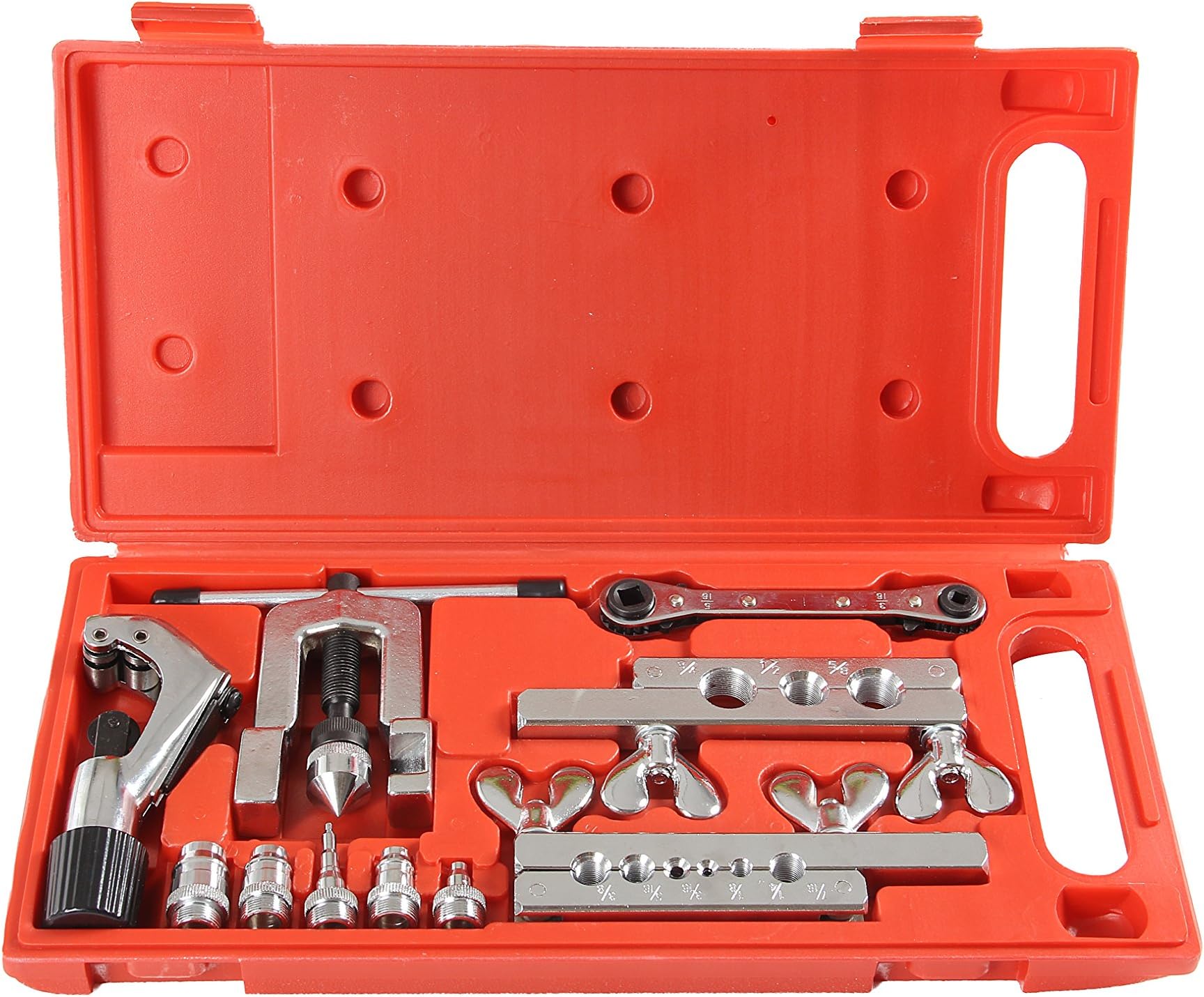 Flaring Tool Set (10 Piece - Professional Grade) Heavy Duty Brake Line Flaring Tool Kit and Swage Tool, Flare Tool with Tubing Straightener or Cutter (Not a Double Brake Flaring Tool)