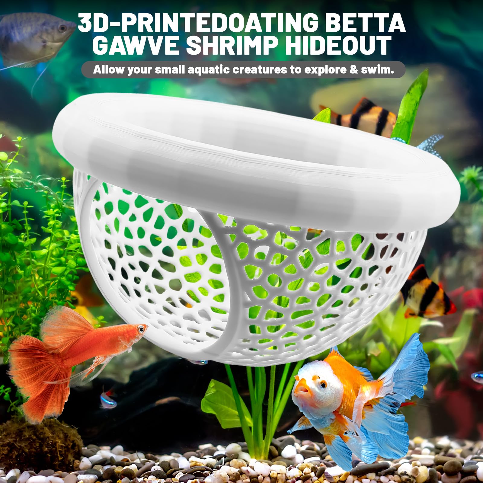 Pieles flotantes de peces Betta para acuario, adecuadas para luchar contra peces, camarones y peces pequeños, hamaca multifuncional, accesorios decorativos para esconder acuarios (blanco)