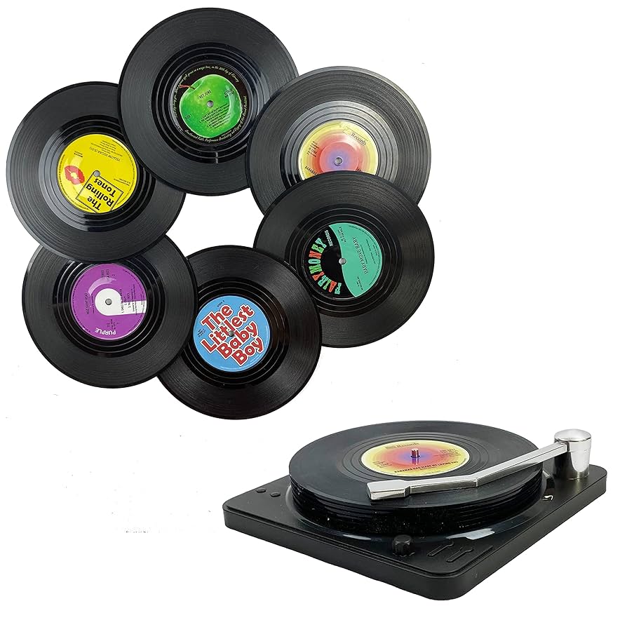 Amazon.com: MECOWON Music Coasters with Vinyl Record Player