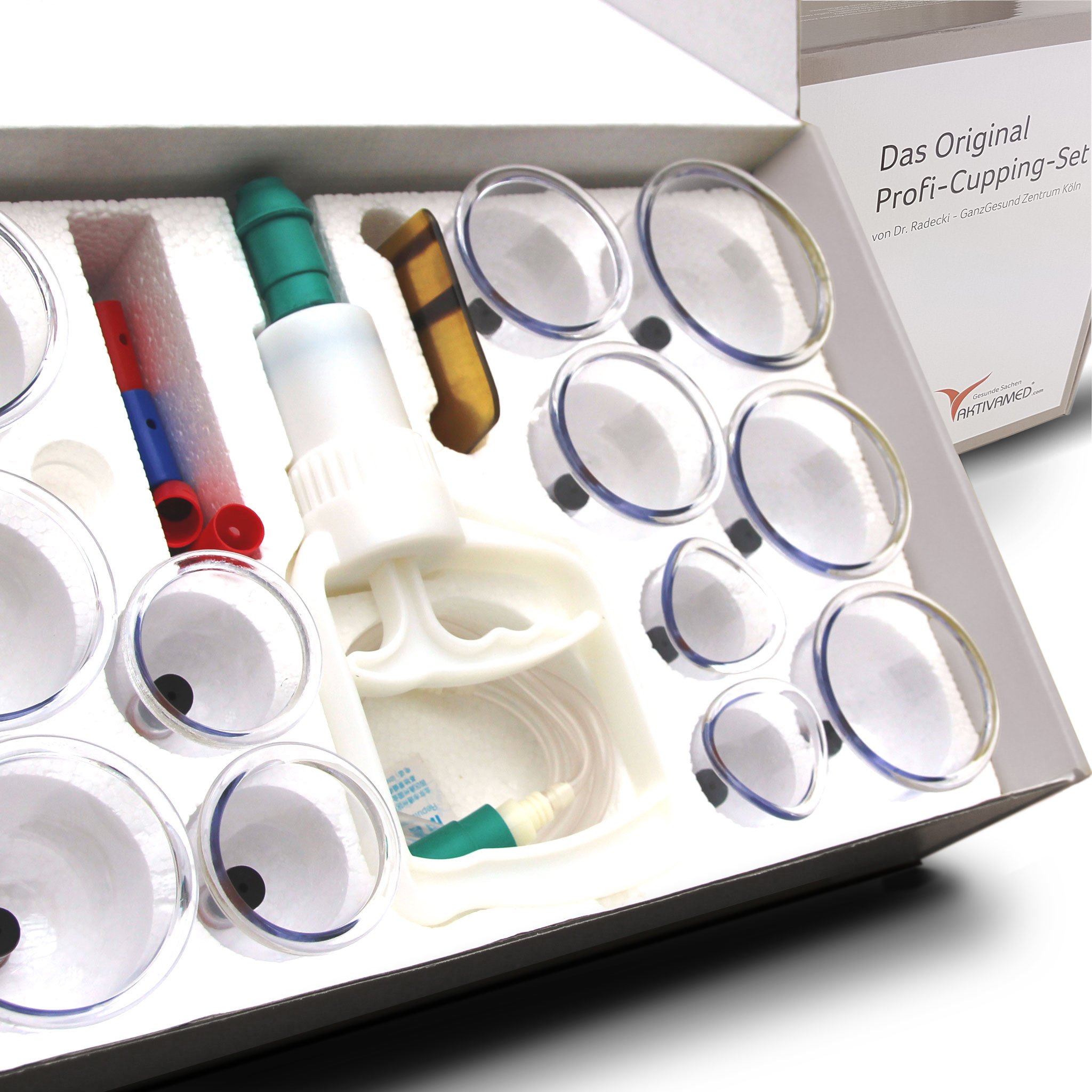 Profi Schröpfglas-Set - Schröpfgläser mit Vakuumpumpe - hochwertiges medizinisches Schröpfen + Therapiemagneten - Cupping-Set gegen Verspannungen & Cellulite. Faszienverspannungen,