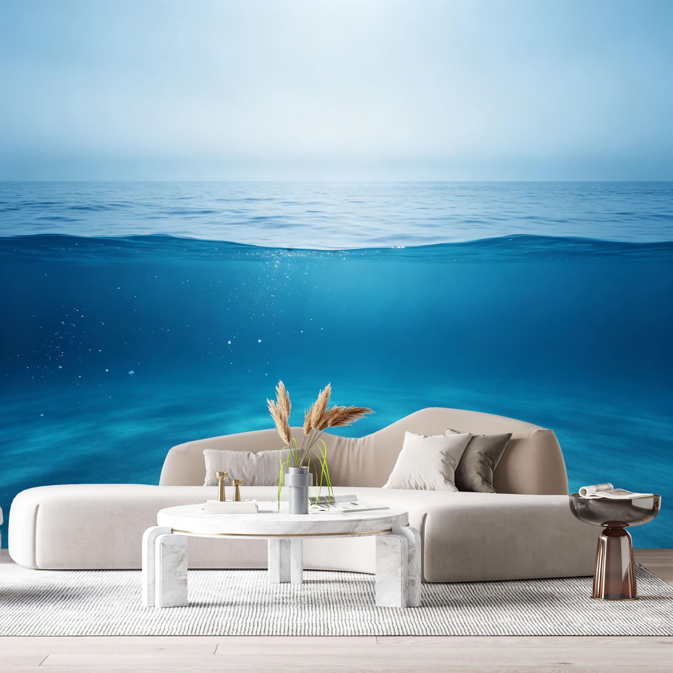 Custom Size Wall Murals Ocean Marine 3D Underwater Horizon SelfAdhesiveWall Fabric Removable Wallpaper Wall Decor for Living Room Bedroom Bathroom