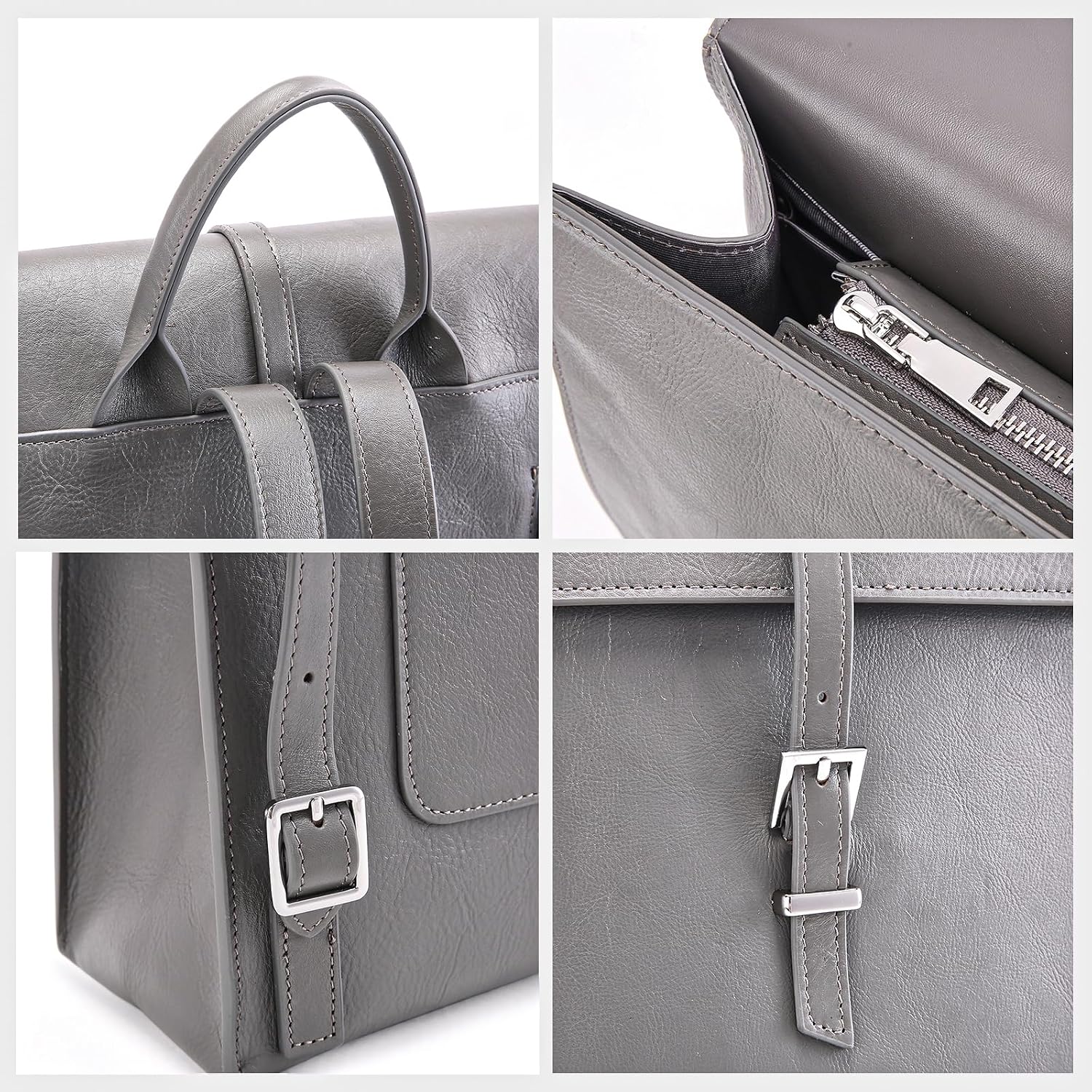 BOYATU Leather Backpack Purse for Women: Business Work Bags for Men - Luxury Designer Handbags for Classic, Gray image 3