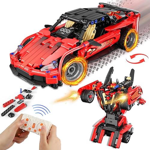Kit de construcción de autos de carreras a control remoto, compatible con juguetes LEGO STEM para niños, kit de auto modelo 2 en 1, 425 piezas,