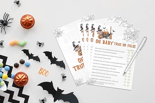 Miniatura 3 de Juego verdadero o falso de Halloween, juego de Halloween para baby shower, decoraciones de baby shower, suministros de fiesta de revelación de