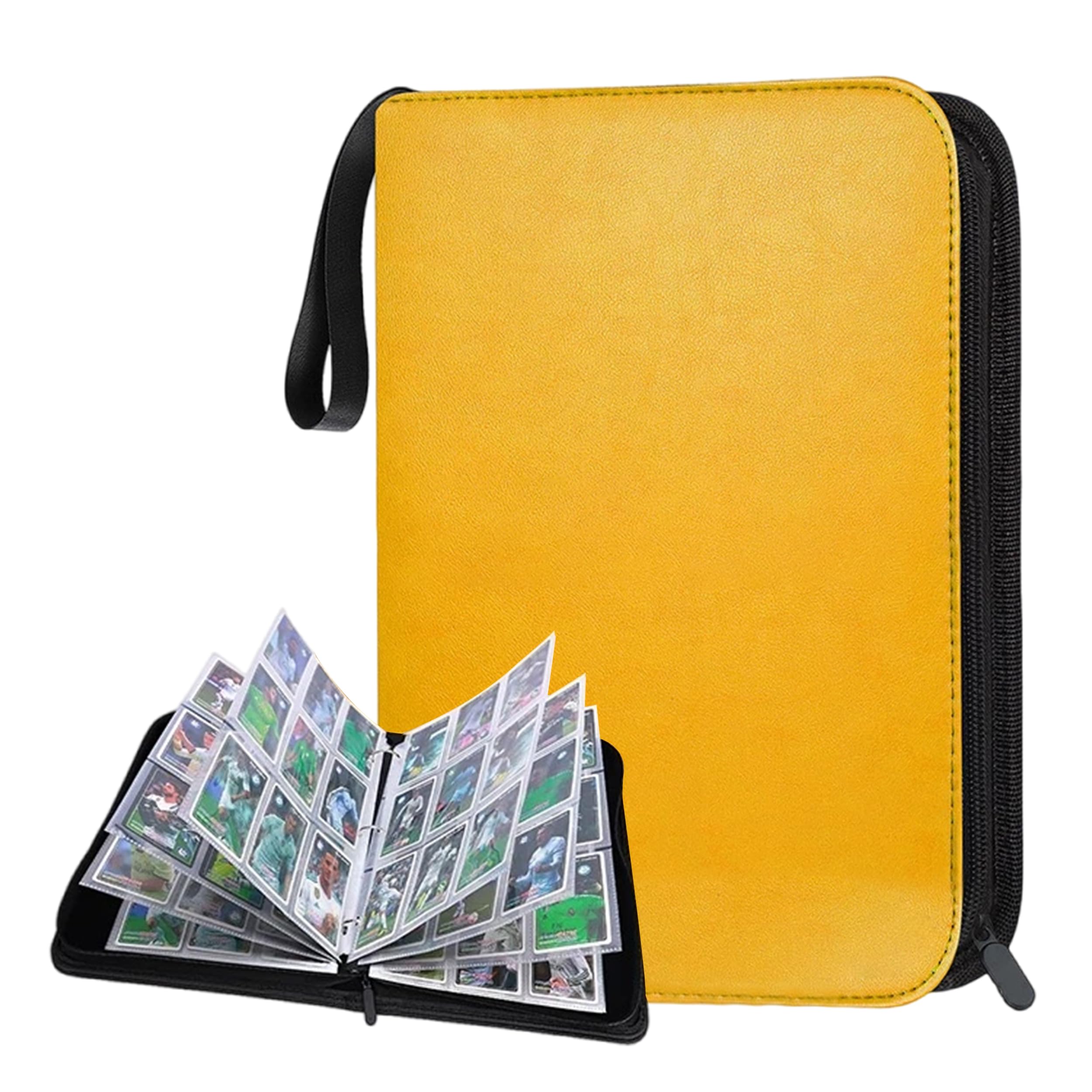 4-Pocket Trading Card Binder 50 Pages 400 Pockets Albums Card Folder, Waterproof PU Trading Binders, Zipper Card Collection Binder for MTG, TCG, Sports Cards, Game Cards(Orange)