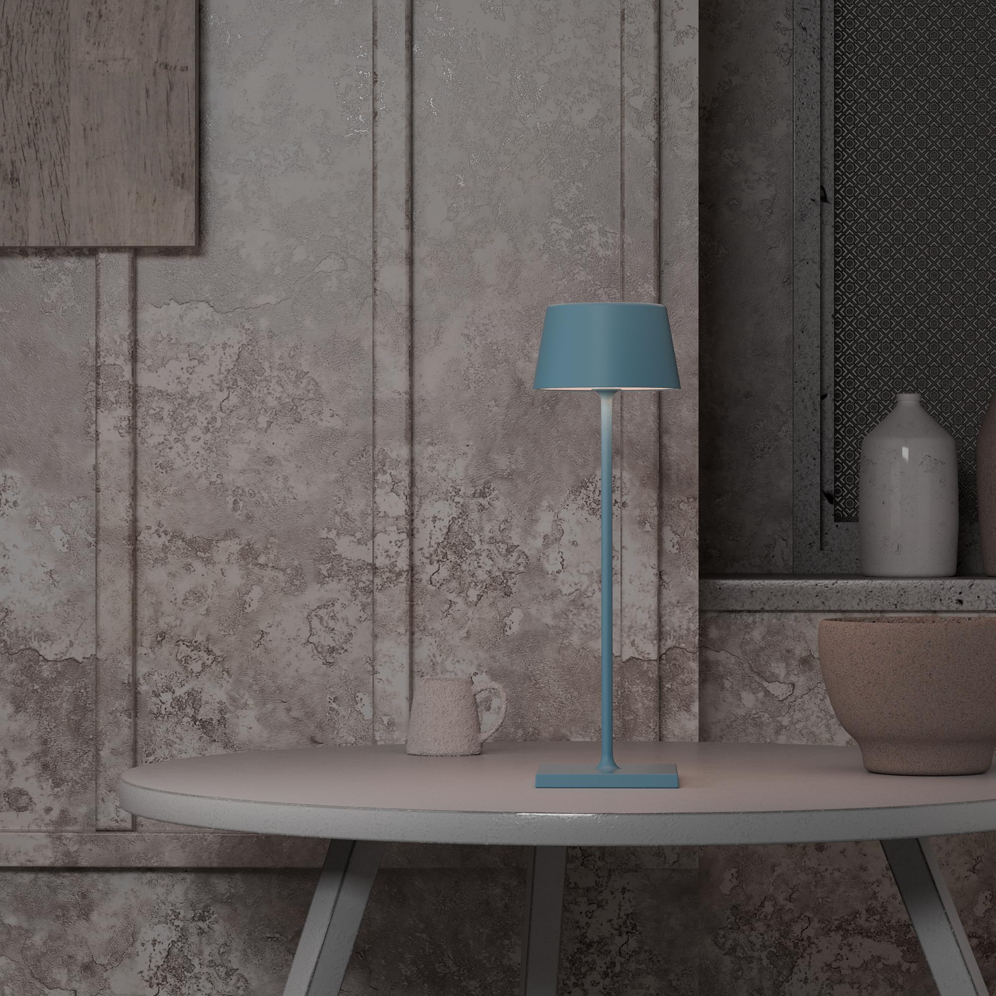 Palmina 842,lampara de mesa 4400mah,Protección IP54 lampara mesa led recargable,lamparas sin cables Para Uso Interior/Exterior Apta Para Cena,Lectura,Dormitorio,Jardín Y Mucho Más/Azul