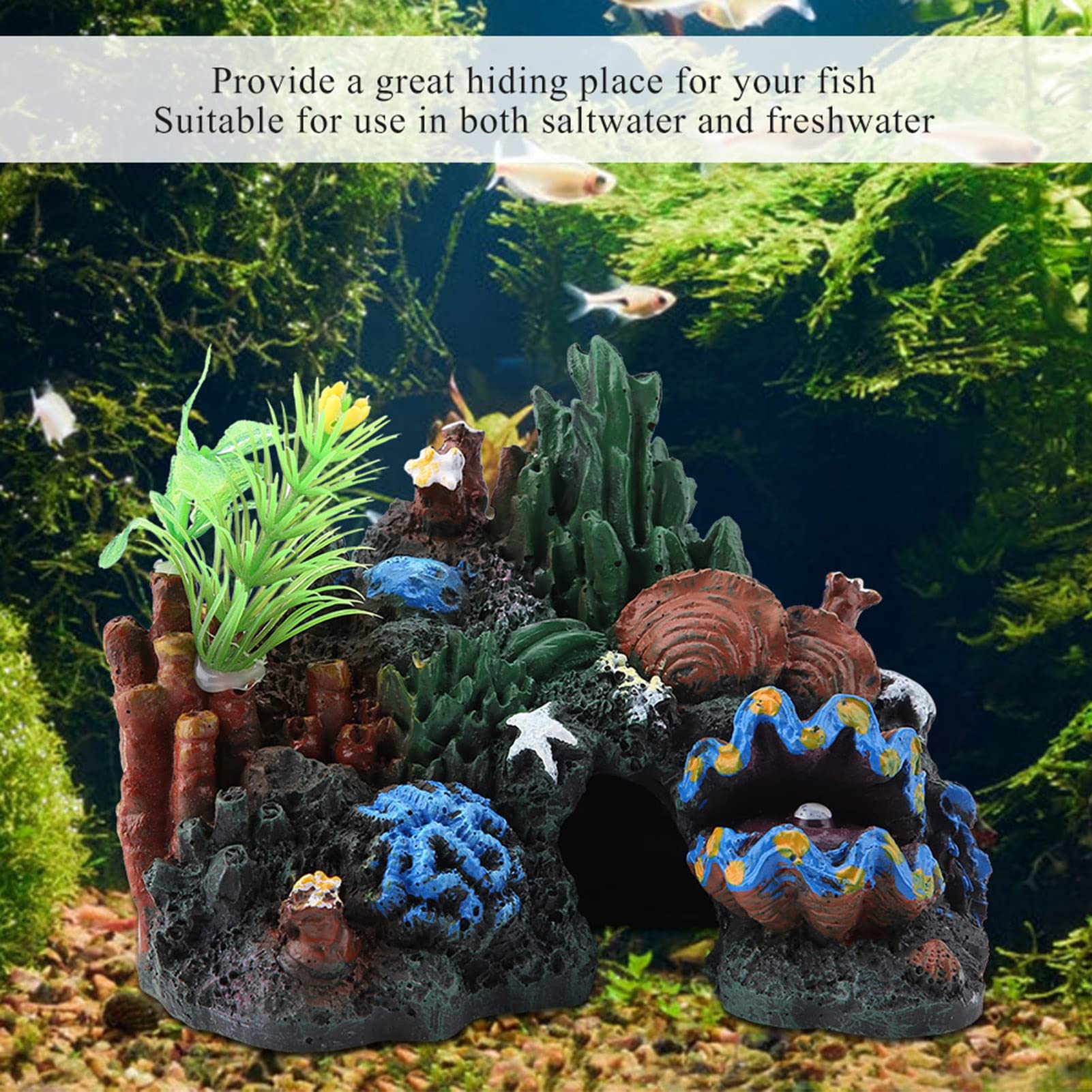 Decorazione per Acquario in Resina, Grotta Di Corallo Artificiale, Ornamentale Barriera Corallina, Decorazione Acquatica per Pesci, Per Salamoia Acqua Dolce