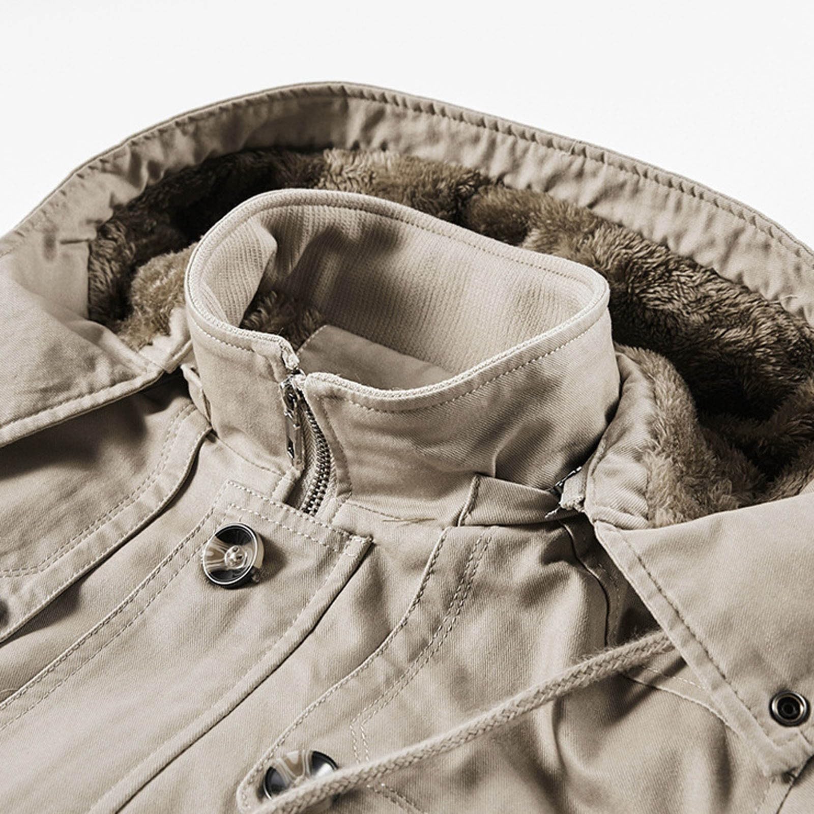Giacca casual imbottita da uomo con cappuccio per l'inverno, taglio largo, vestibilità comoda, materiale robusto per avventure