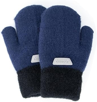 Utaly Full Finger Knit Mittens Gloves for Kids - Warm Winter Mittens for Boys Girls Outside for 5-10 Years