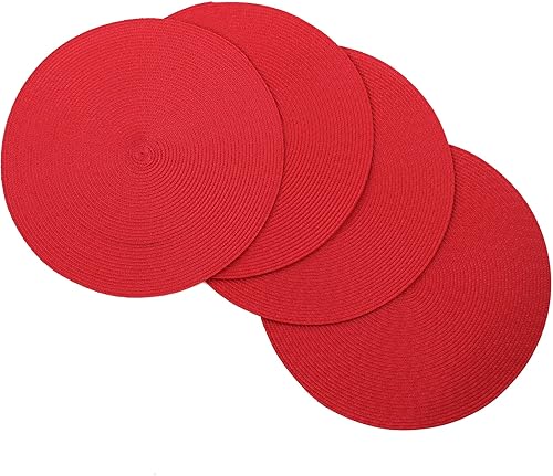 Vista 4 de V ienna - Juego de 4 manteles individuales redondos de 15 pulgadas para mesa de comedor antideslizantes Óxido