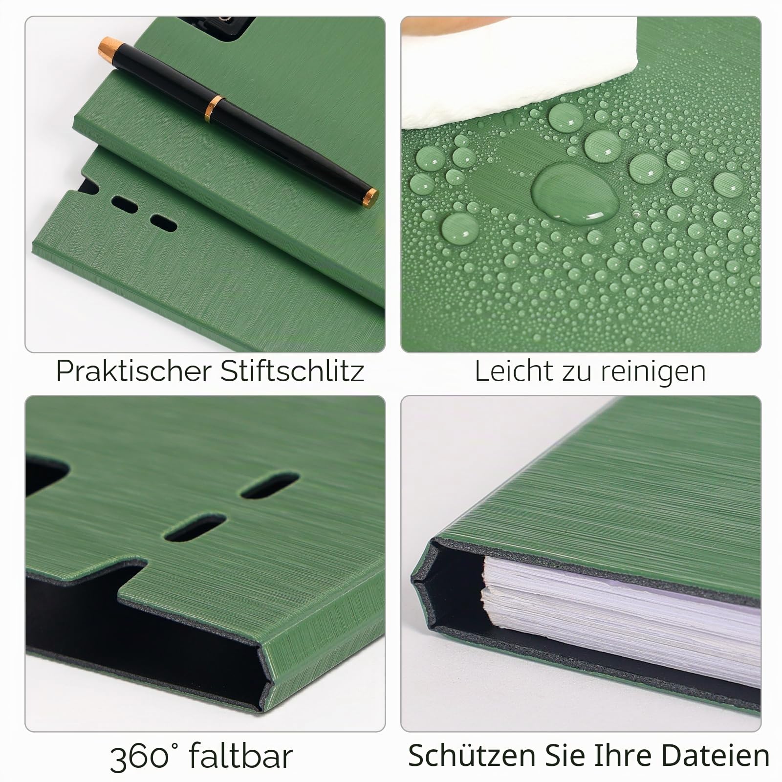 Klemmbrett,10 Stück A4 Faltbare Klemmbretter mit Zwei Clips(Grün) | Dokumenten Organizer, Klemmbretter für Geschäft,Büro, Schule Oder Restaurant