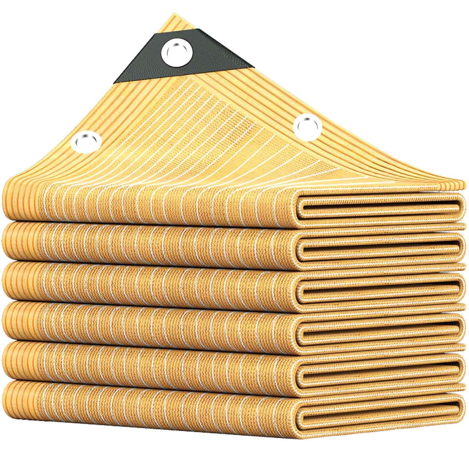 WQPMNYG Durable UV Protection Shade Netting for Gardens 90% Sunblock Beige Canopy Fabric with Grommets Perfect for Patios Backyards Greenhouses (9.8x55.8 ft)