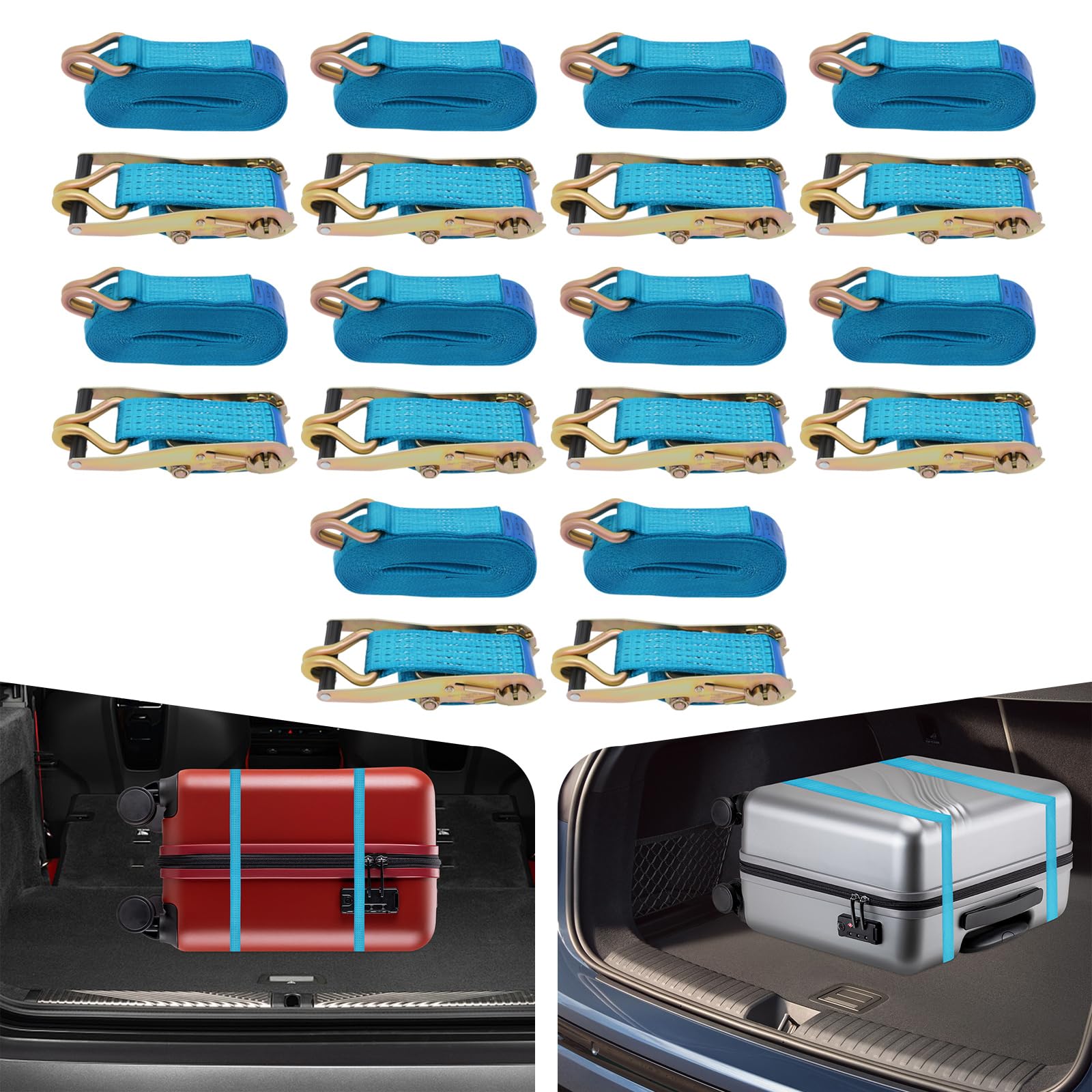 10er Set Spanngurte mit Ratsche – Hochbelastbare Frachtfixierung, 5 t Tragkraft, für Anhänger, LKW, Möbel & Maschinen (Blau, 8m)