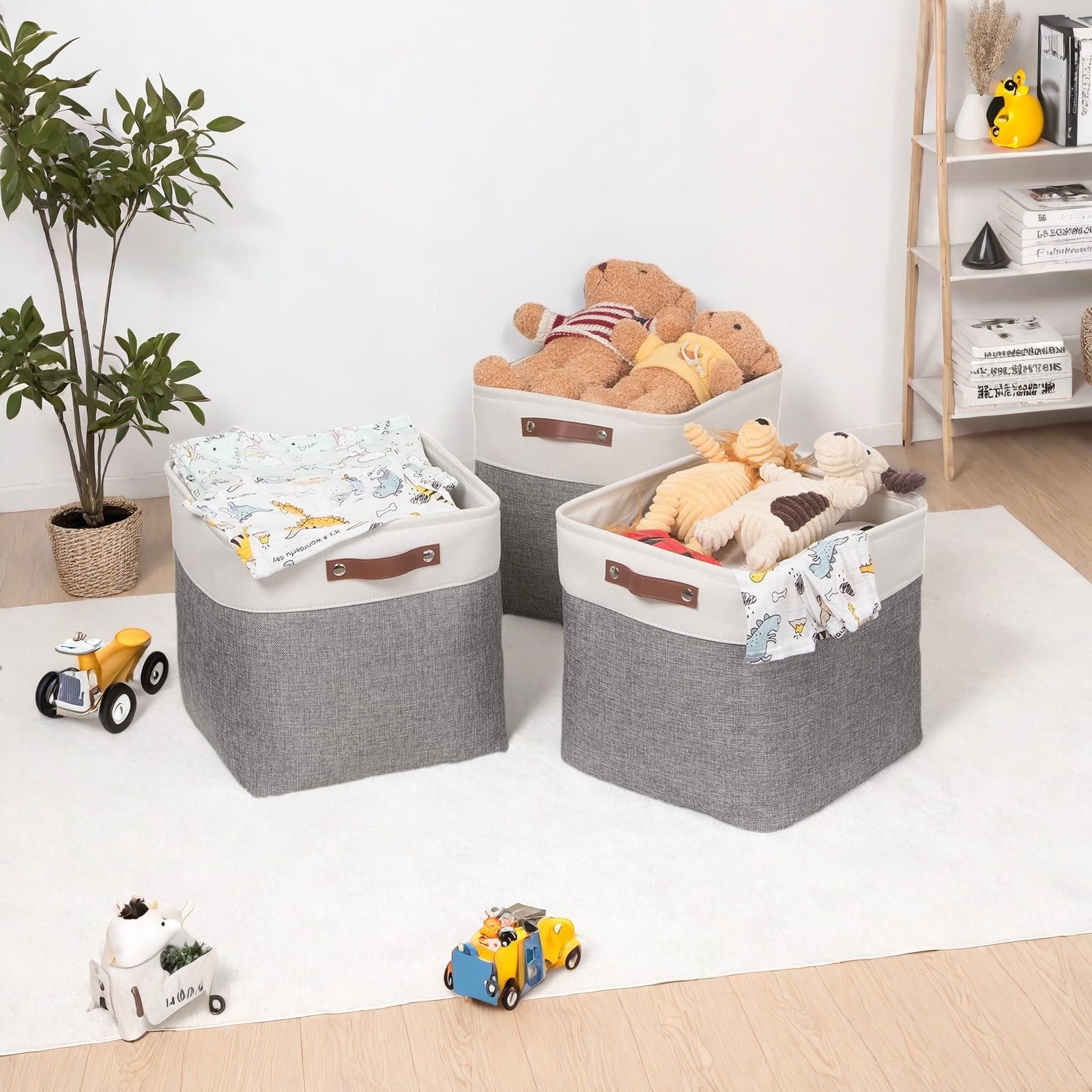 Lot De 3 Boîtes De Rangement Pliables Avec Poignées,entièrement