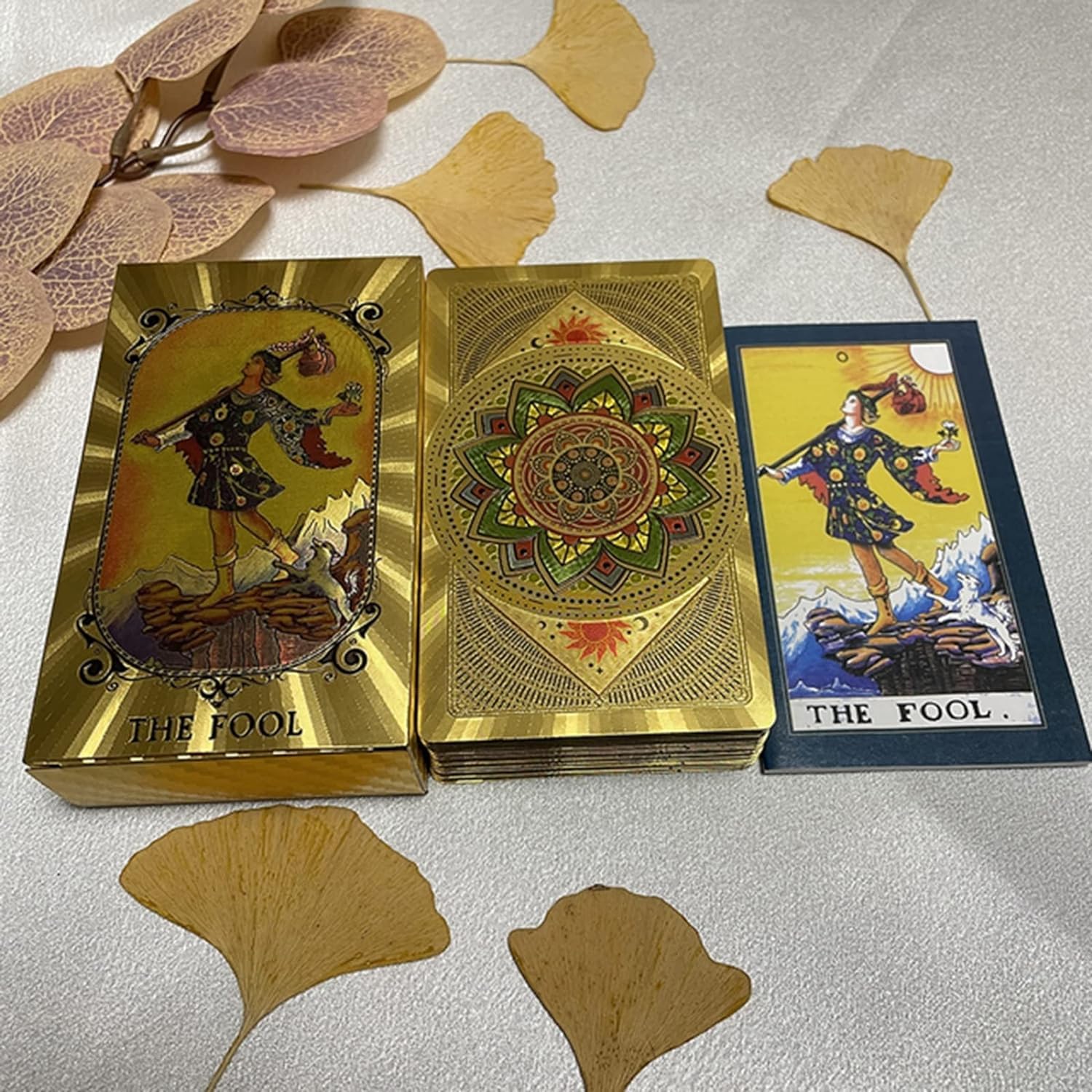 Tarotkarten-Deck mit Anleitung, 78 luxuriöse Goldfolien-Karten für Anfänger, Wahrsagungswerkzeug, wasserdicht und knitterfrei, mit exquisiter Box für Anfänger – 45Hao