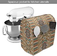 Vista 2 de Ambesonne Tribal Stand Mixer Cover, Secret Tribe Pattern in Bohemian Style, Kitchen Appliance Organizer Bag Cover with a Pocket, 6-8 Quarts, Apricot
