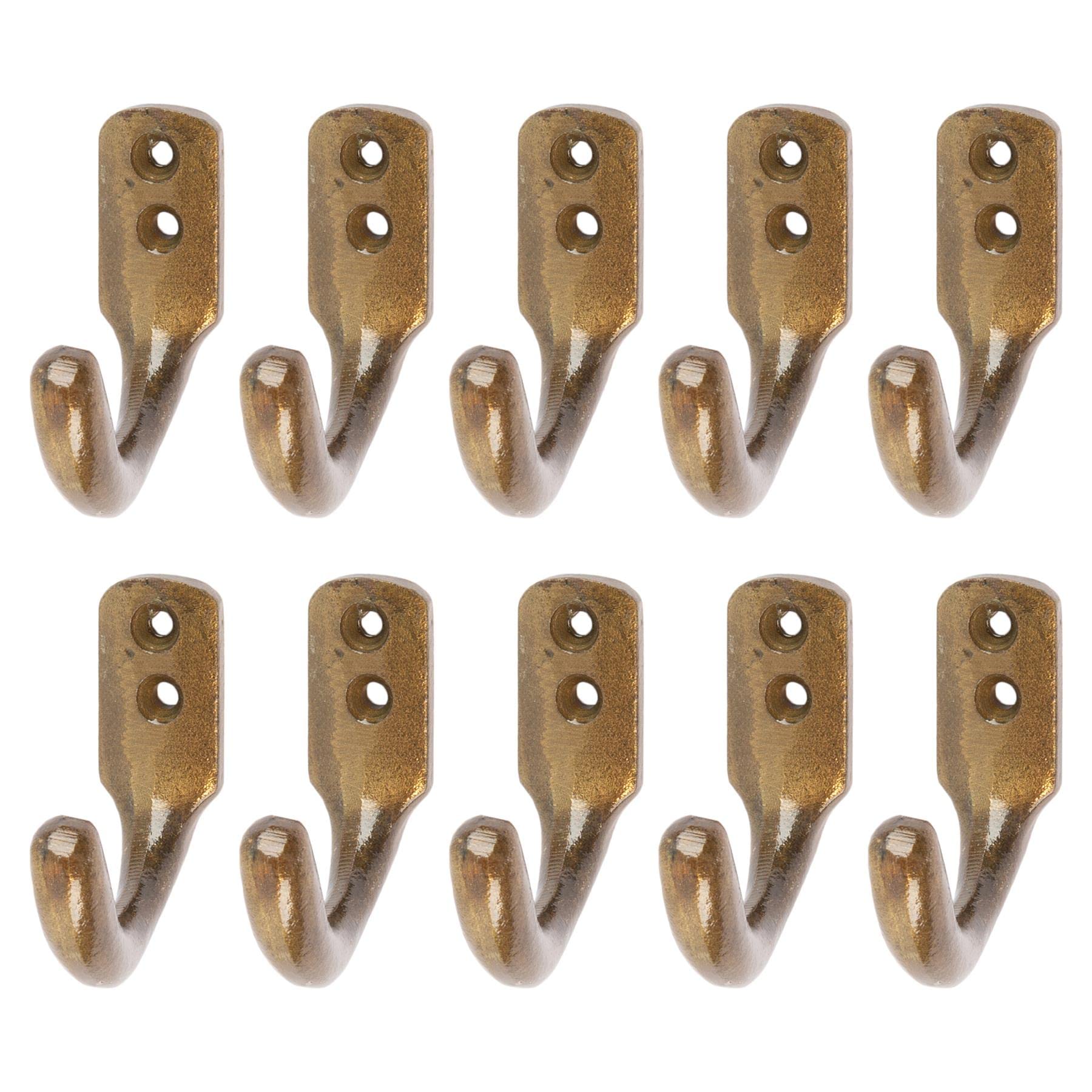Hammer and Tongs - Single Coat Hook - W20mm x H55mm - Brass - Pack of 10