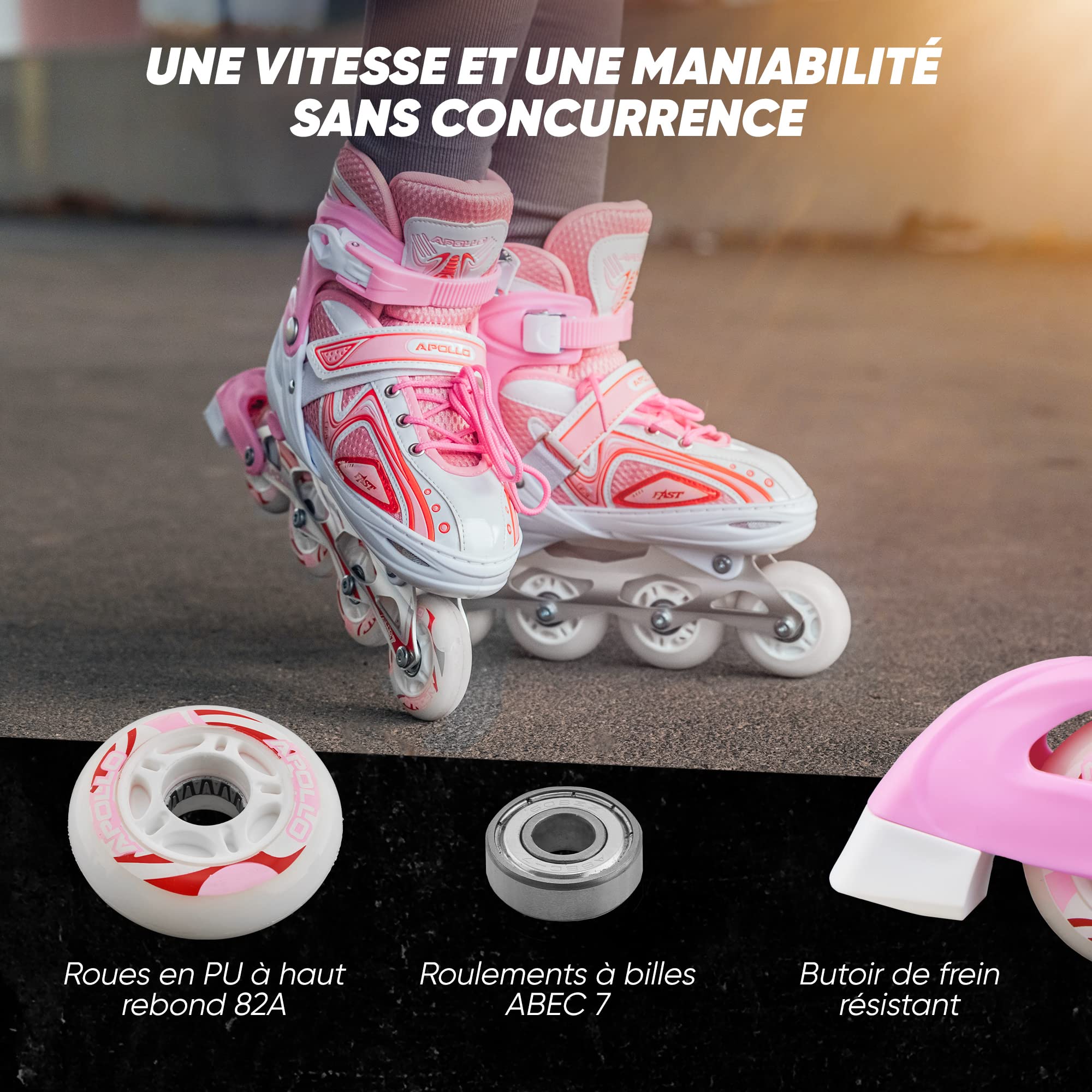 Apollo Super Blades X Pro, S, M, L, Roues LED illuminées Rollers pour Enfants idéals pour débutants, Patins à roulettes Confortables Patins Inline pour Filles et garçons