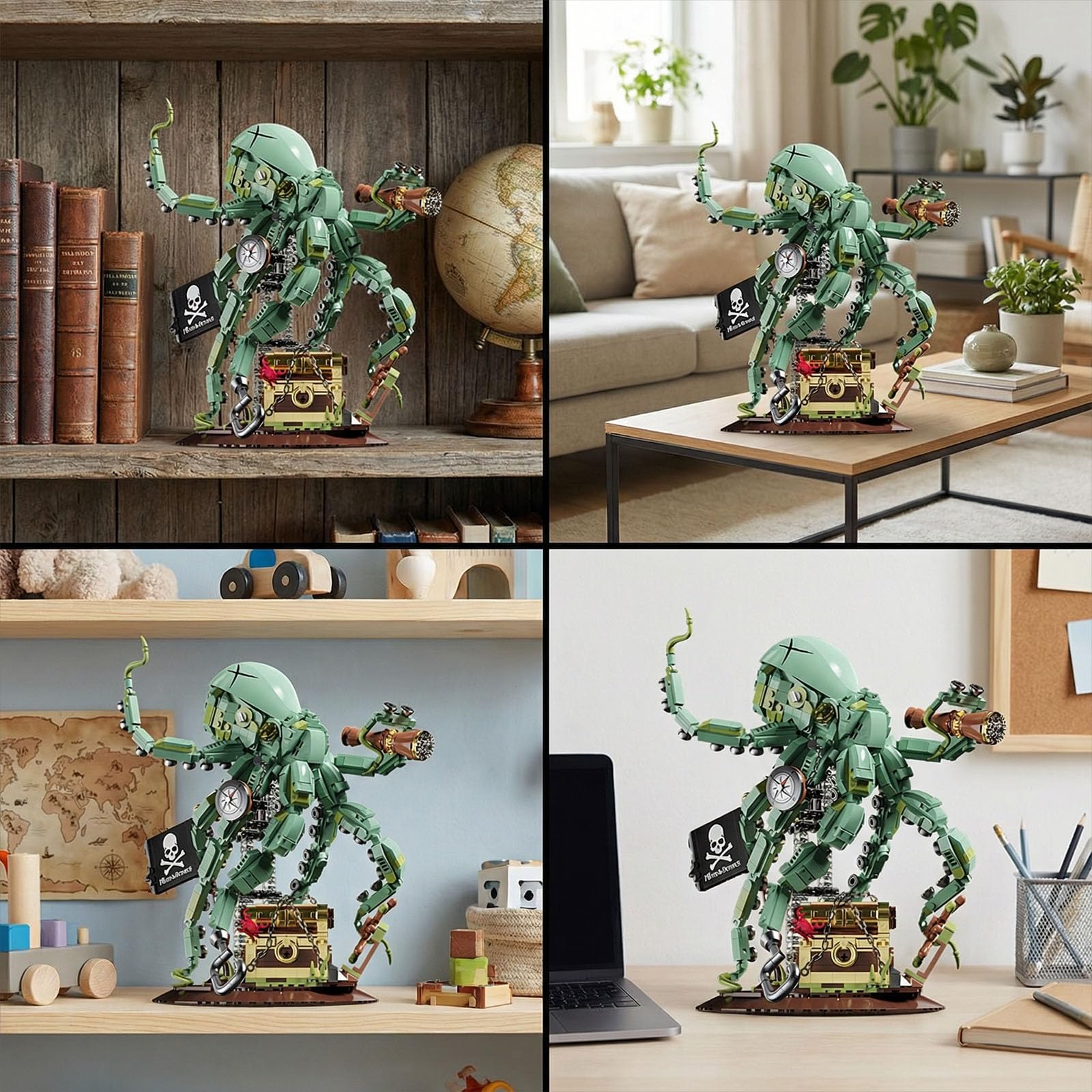 デッドストック フラッフィバルーン　カメ Amazon.com: HJPLPXH Kraken Octopus Building Block Pirate Sea