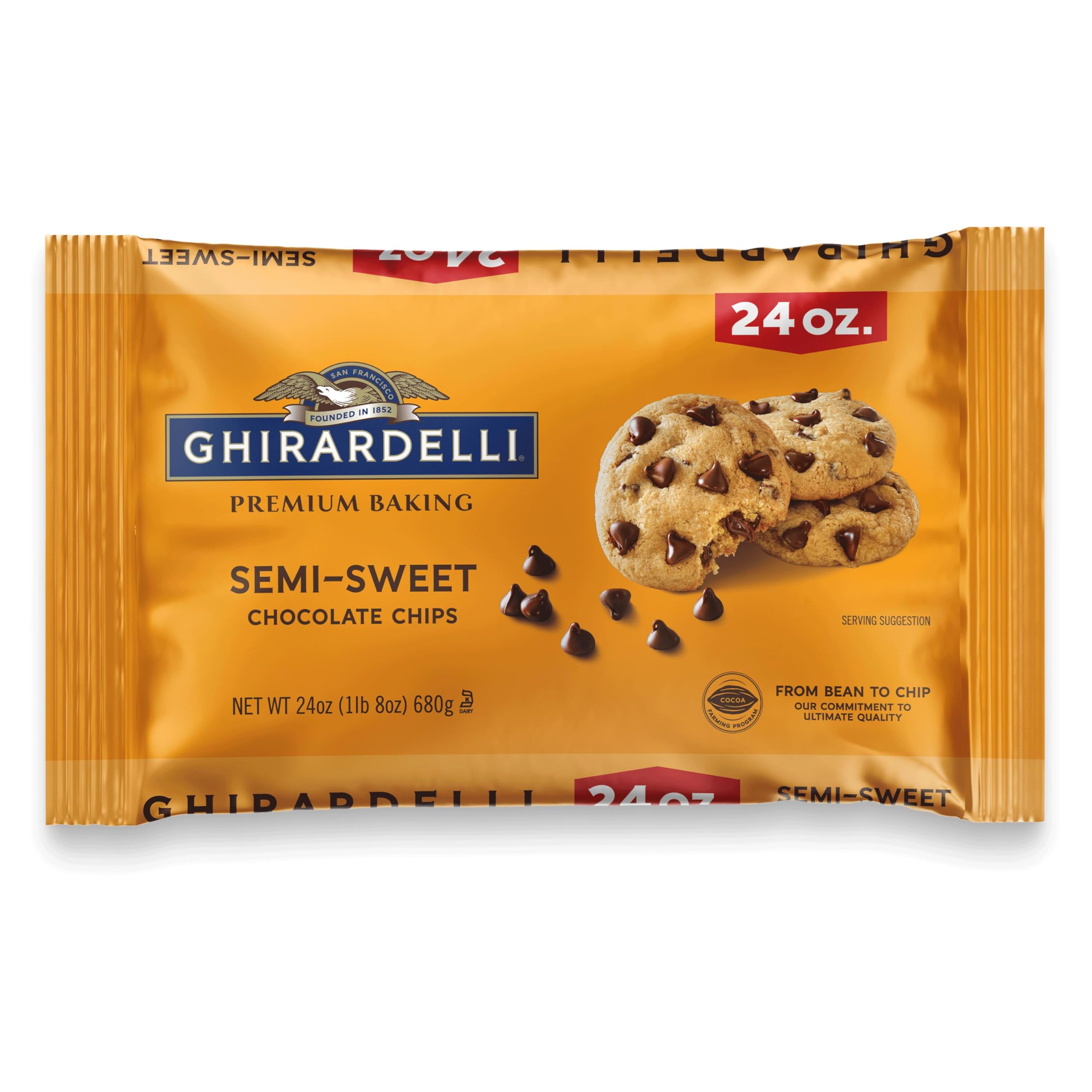GHIRARDELLI Semi-Sweet Chocolate Premium Baking Chips Chocolate Chips for Baking, 24 OZ Bag