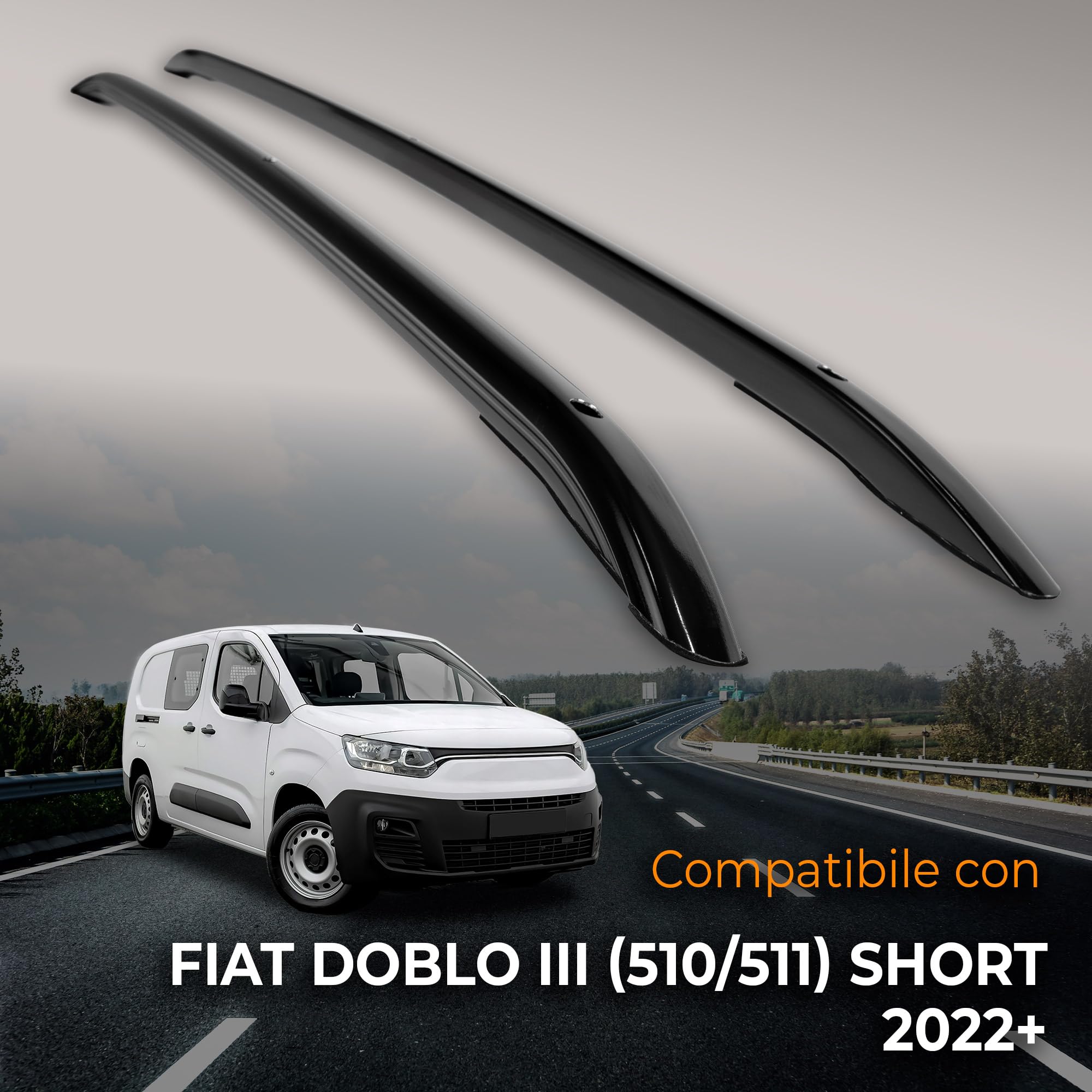 CHROMEMASTER | Barre Portatutto Integrate Compatibili con Fiat Doblò L1 Standard CORTO 2022+; Installa Sulle Barre Un Portapacchi, Box Da Tetto O Cestello Da Tetto | Installazione Semplice e Veloce