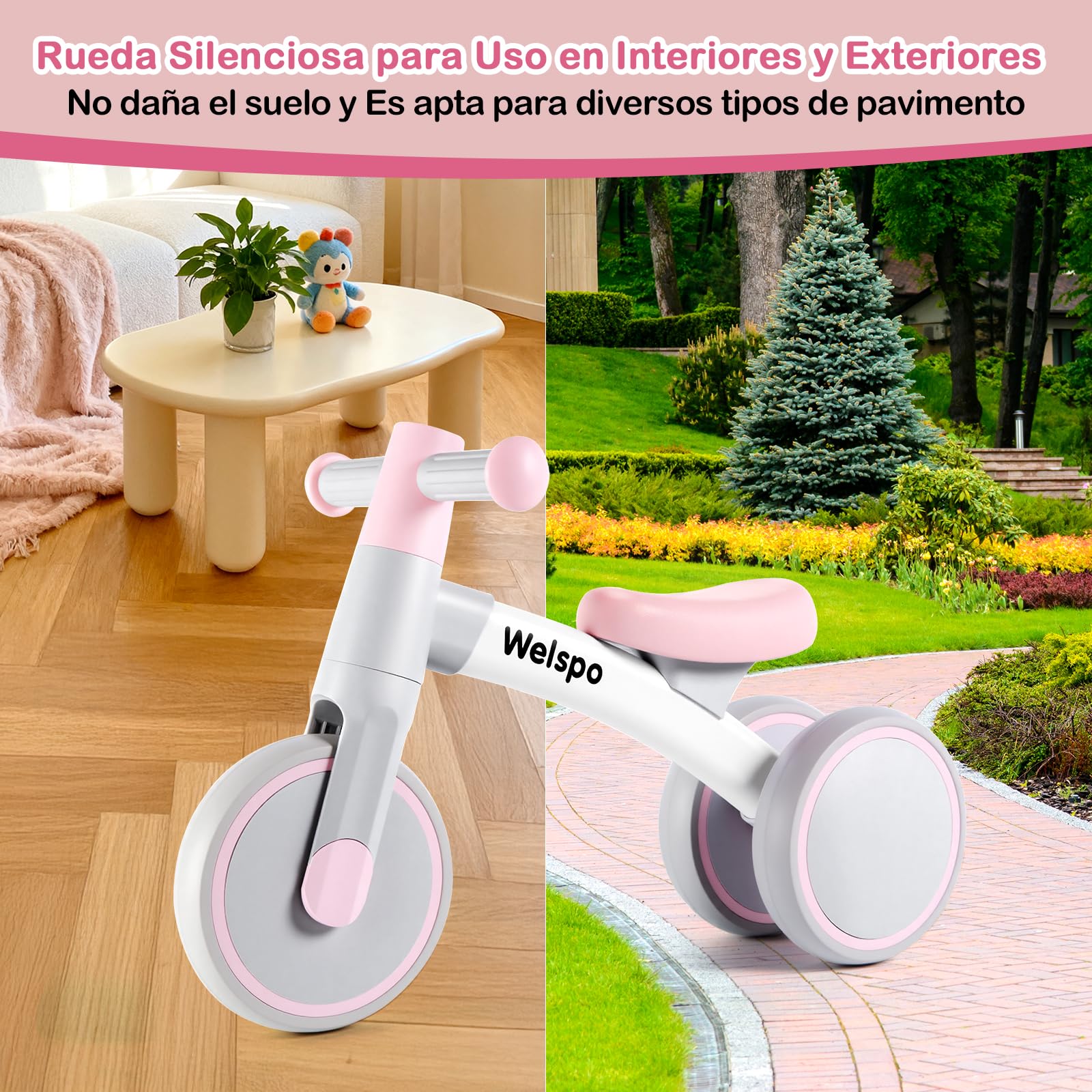 welspo Bicicleta de Equilibrio, Bicicleta Segura para Niños a Partir de 1 año, Bicicleta Bonita Resistente para Niños, Cómoda y Ligera para niños niñas como Regalo y Juguete