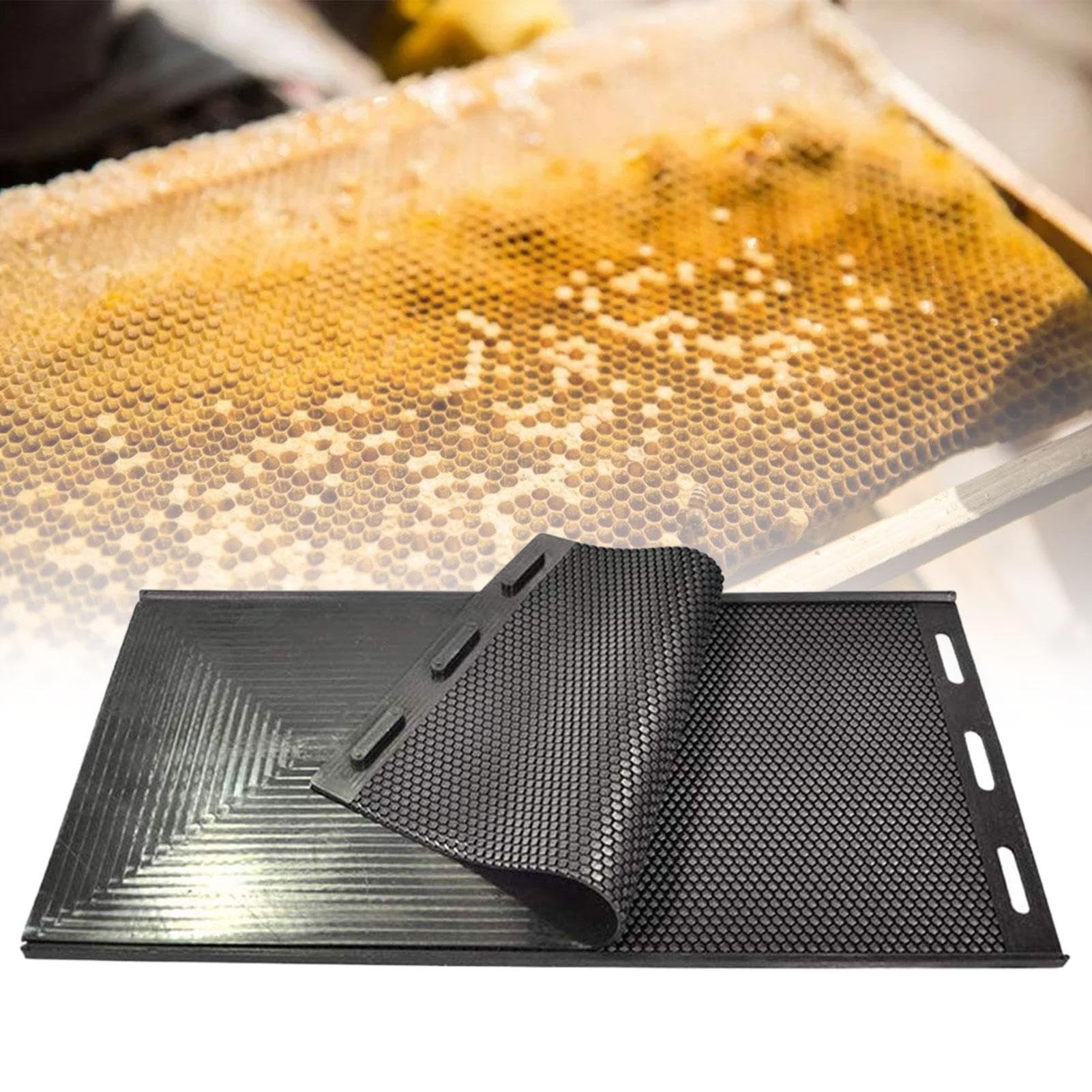 Beeswax Mold - Build Foundation Sheets For Brood Box Frames, jt Black Flexible Honeycomb Hexagonal Textured Grid, 2 Piece Set Multi Functional Component Bundle, Food Grade Supple Silicone Material Un