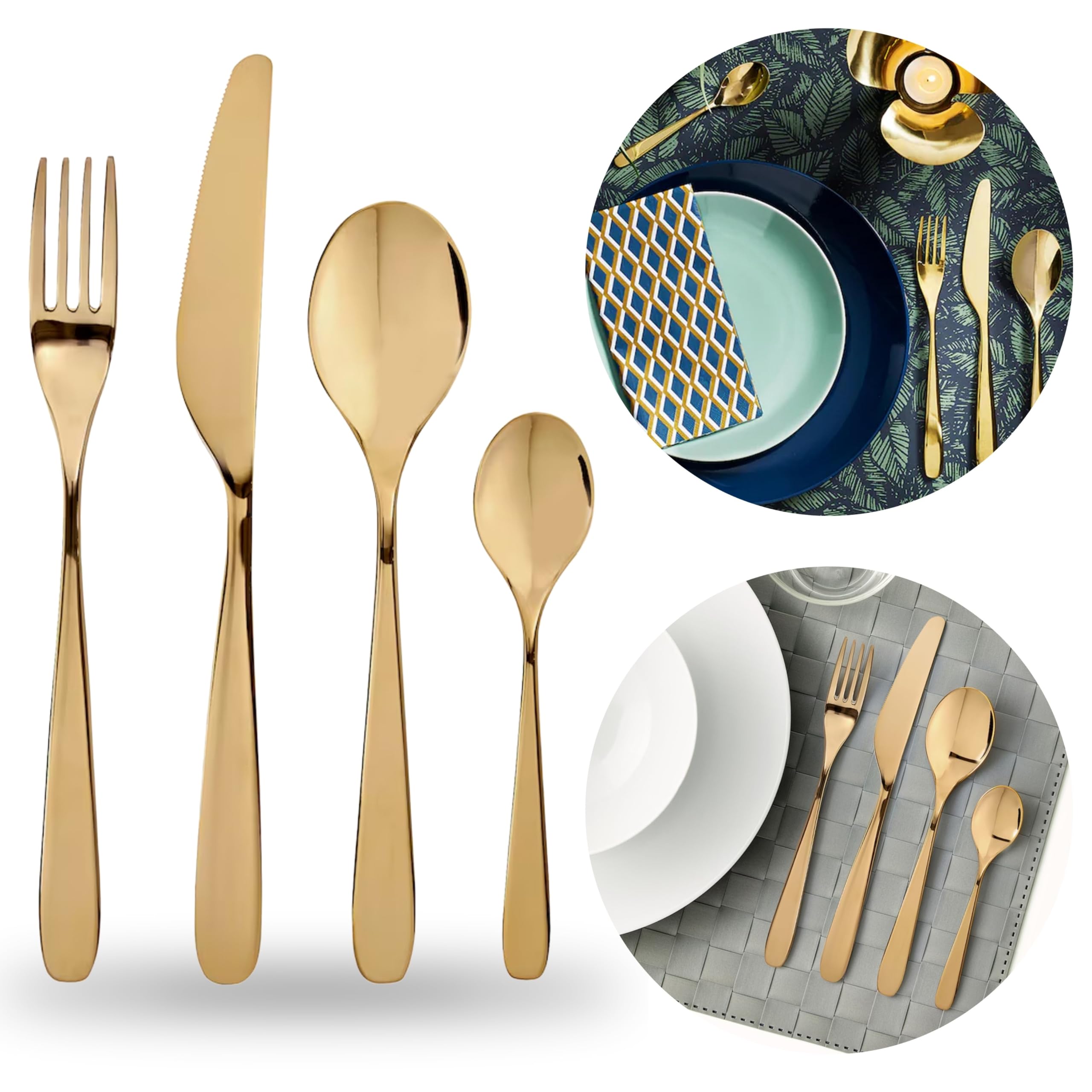 TILLAGD Besteck Set für 6 Personen, Gold, Edelstahl 24 Stück