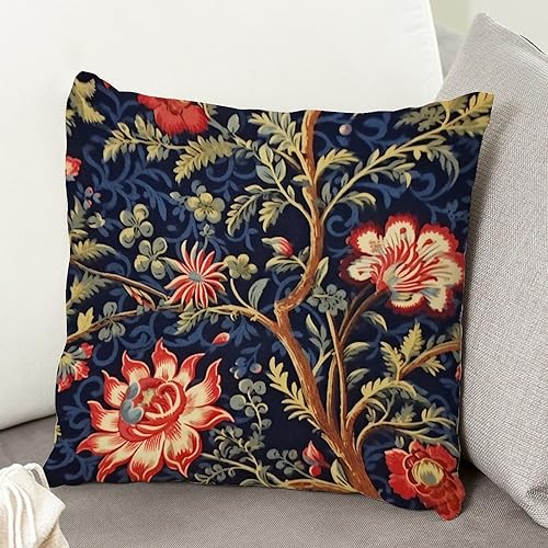Miniatura 5 de ArogGeld Fundas de cojín con diseño floral azul marino y rojo, diseño botánico, borgoña, dorado, oliva, flor, decoración del hogar, estilo japonés