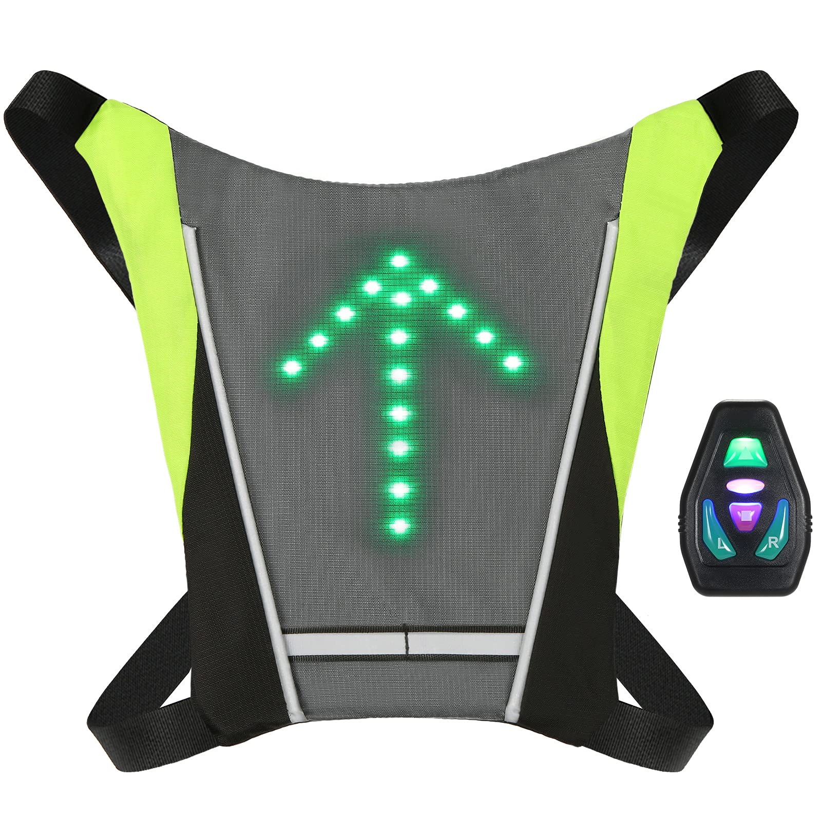 YALIYAYALIYA USB Re able Reflective Vest Backpack with LED Turn Signal Light Remote Control Outdoor Sport ty Bag Gear for Cycling Running Walking Jogging