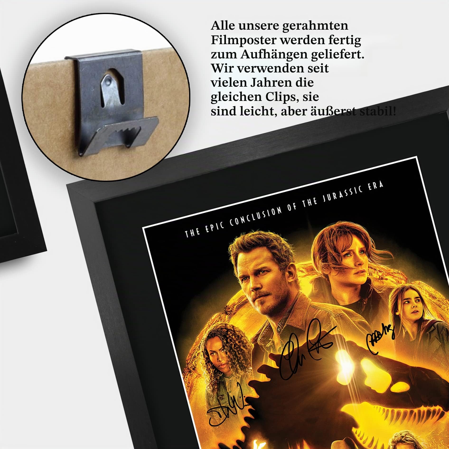 HWC Trading FR A3 Jurassic World 3 Dominion Chris Pratt Geschenke Geduckter Poster Signiertes Autogramm Foto für Fans von Film Memorabilien - A3 Framed