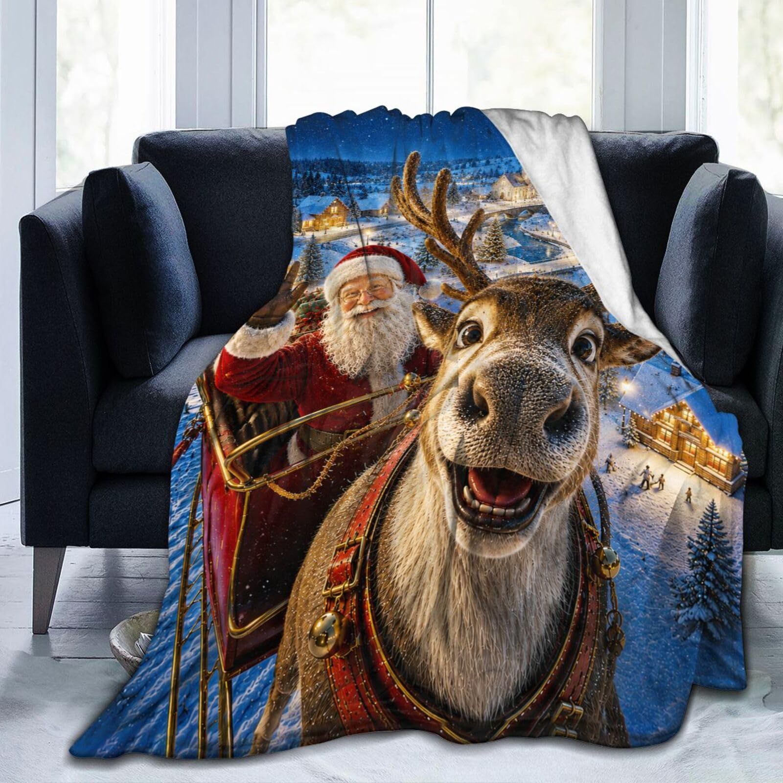 gkmaolt Christmas Night Blanket Throw Bedding Room Decor Flannel Blankets for Bed Sofa 50"x40"