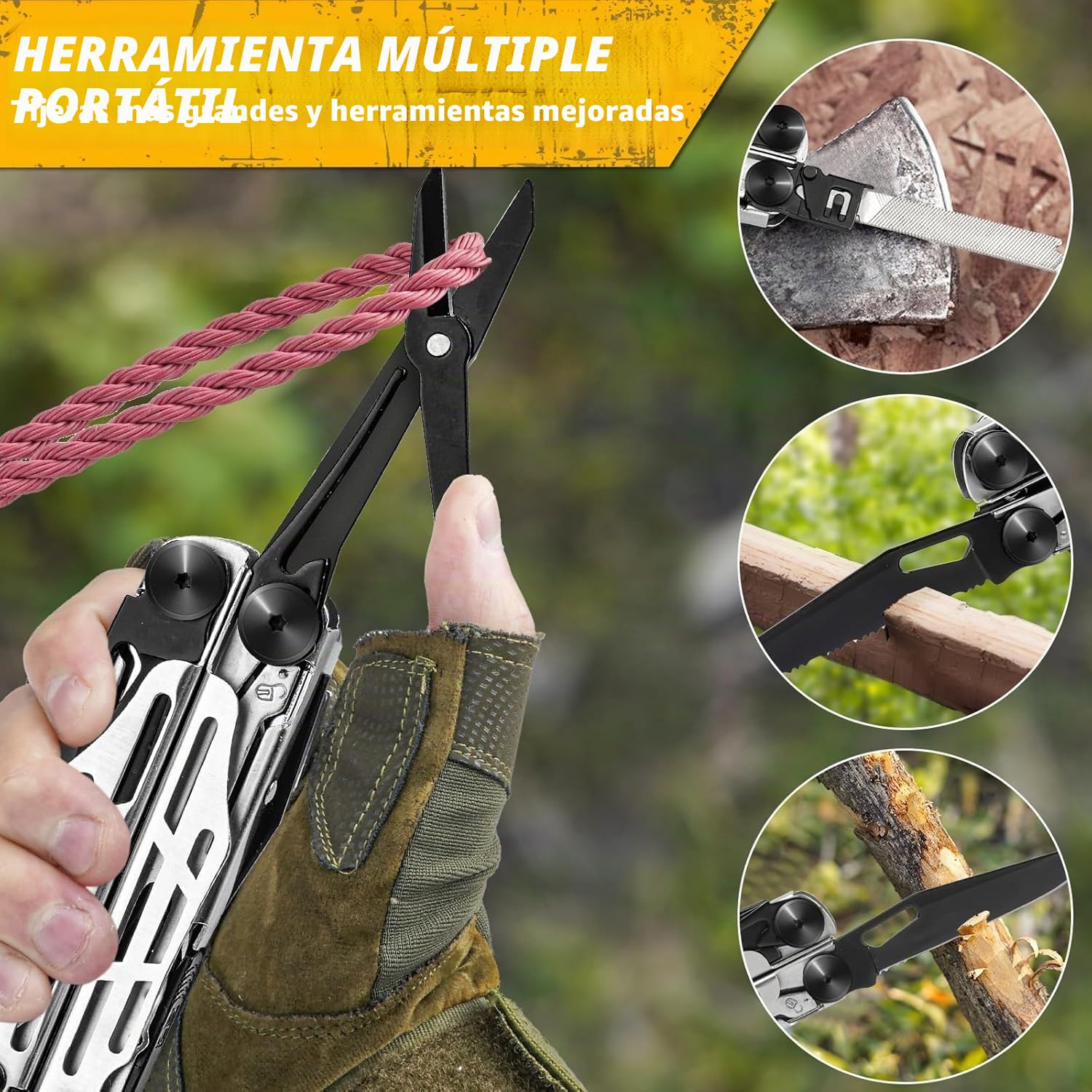 Bibury Multiherramientas, alicates plegables multiherramienta con tijeras mejoradas y juego de destornilladores, multiherramientas de acero inoxidable, profesional, ideal para camping, al aire libre,