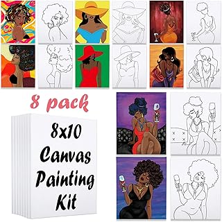 8 Pack Pre Drawn Canvas for Painting for Adults Sip and Paint Party Supplies Canvas Painting Kit 8x10 Stretched Outline Canvas Paint Party Favor for Artist Beginners