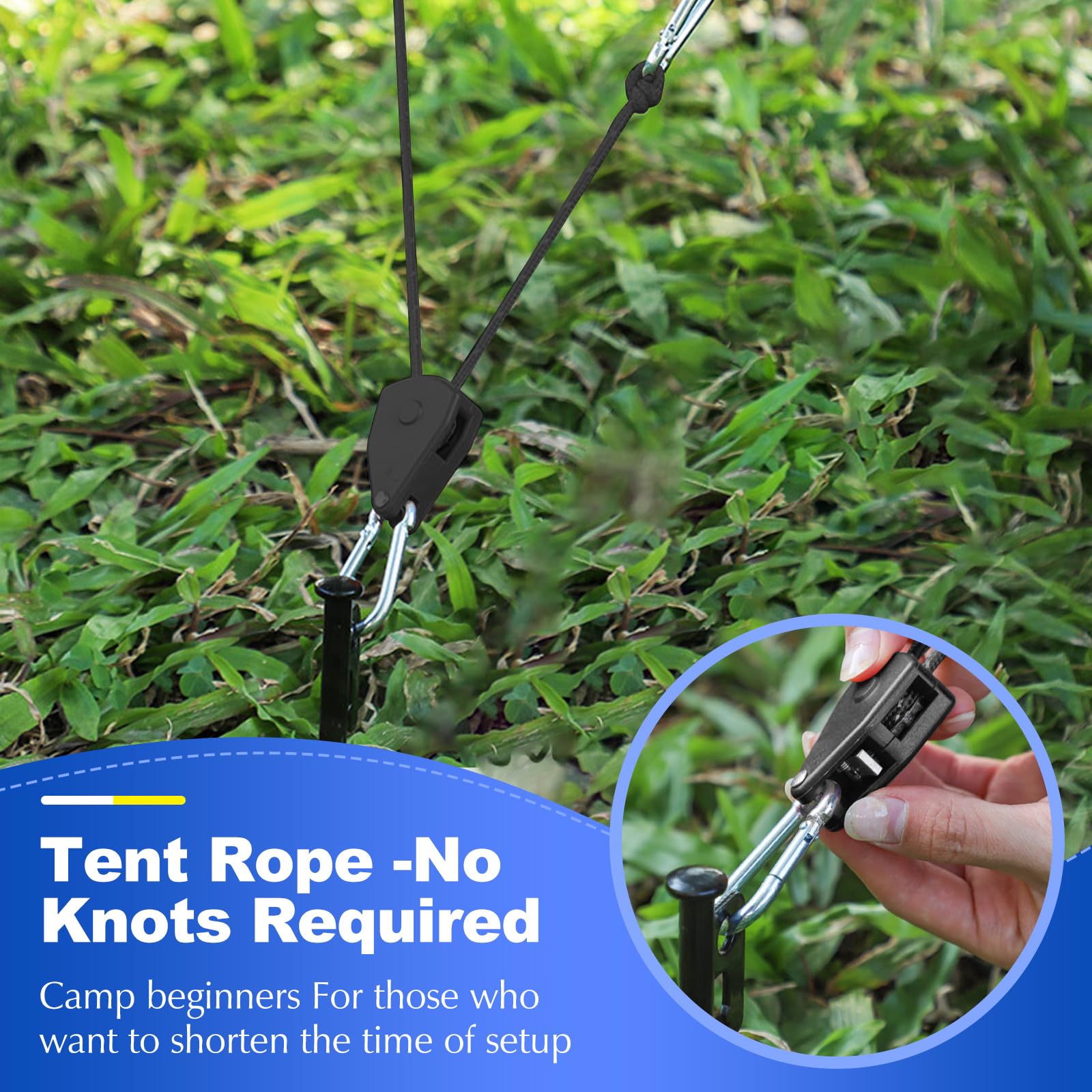 Trinquete de Cuerda Ajustable, Tensores para Toldos, 4 Piezas de trinquete de Cuerda Ajustable de 4 mm, Gancho de trinquete Ajustable Utilizado para Camping de tiend