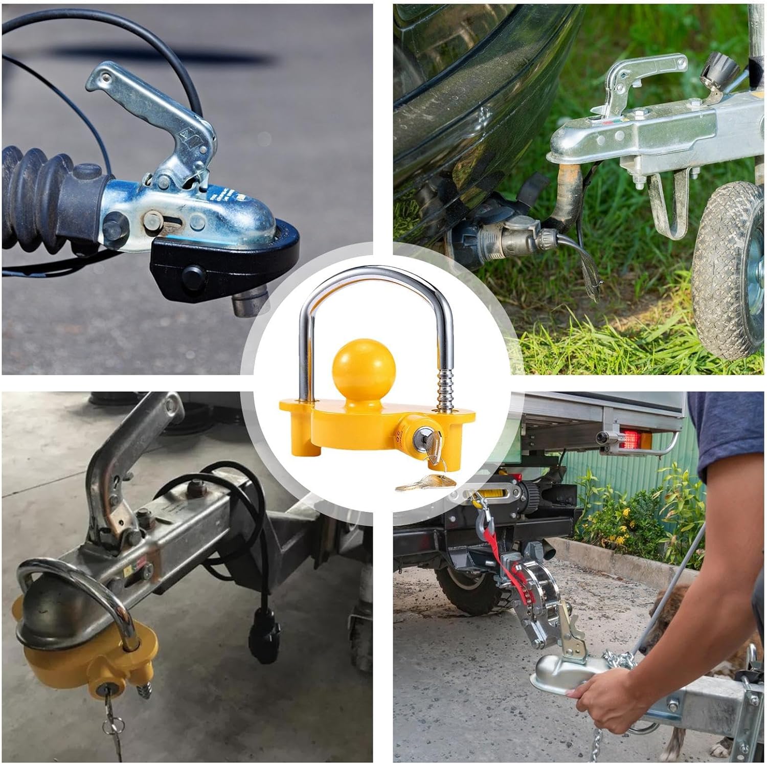 Trailer Coupler Lock,Universal Heavy Duty Anti-Theft Tools | Trailer Hitch Coupler Lock | for Cargo Container Track Equipment Floor Jack Lawn Mower Pick RV Towing