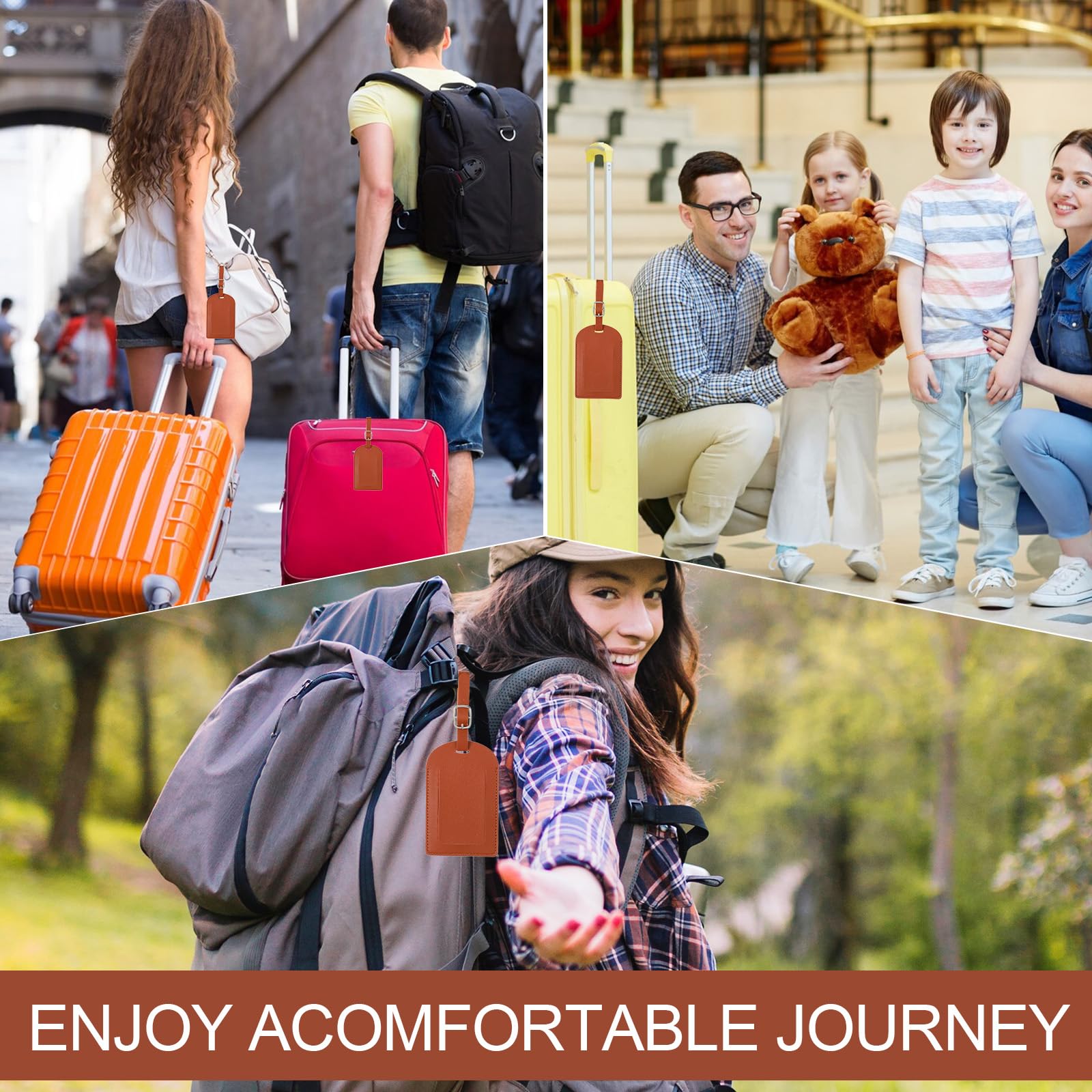 Redaancy Etichetta Per Valigie, 2 Pezzi Etichette Per Bagagli, PU Targhette Valigia,Viaggio - Foto 3