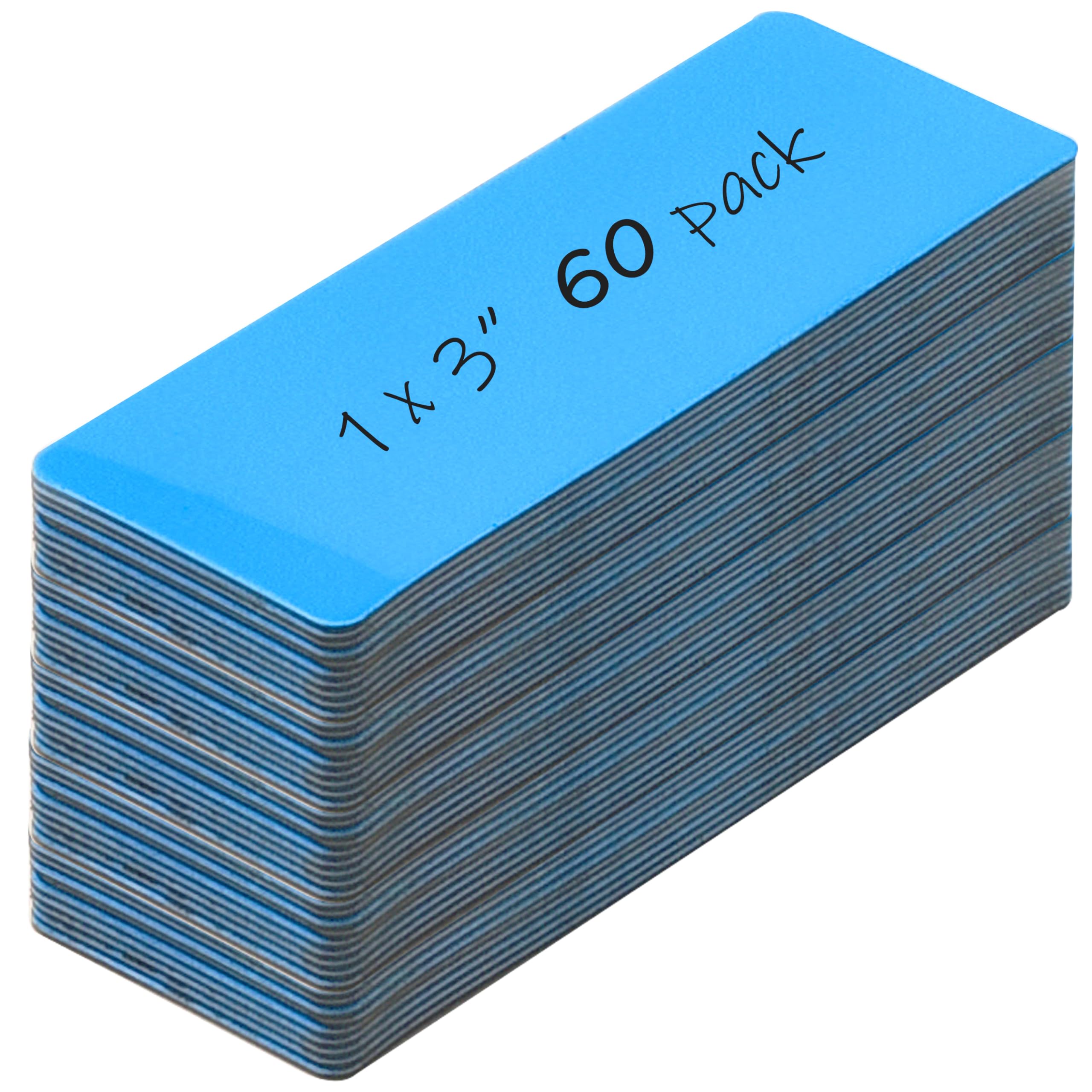 Realth Magnetic Dry Erase Labels, Blue, 2.5CM x 7.6CM - 60Pcs
