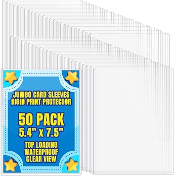AKONEGE 50 Pack 5.4" x 7.5" Jumbo Card Sleeves Size L Clear Oversize Card Protector Top Loading Rigid Sheet Protectors for Protecting Photocard, Photos, MTG, TCG, Trading, Sport Cards