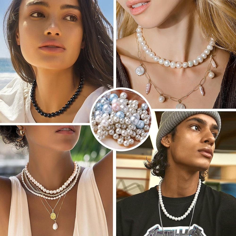 U7 White Pearl Necklaces For Women Girls Costume Jewellery Fake Pearls Chain Necklace 16 inch : Amazon.co.uk: Fashion