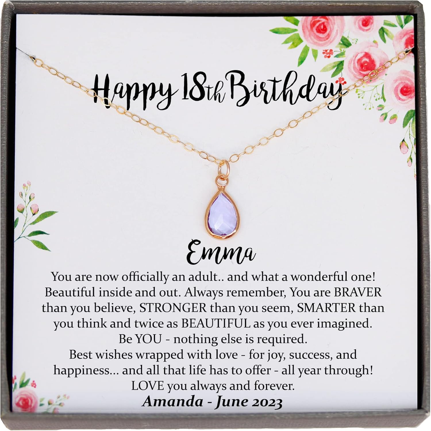 Be Wished Personalized 18th Birthday Gifts for Women, Necklace with Meaningful Message